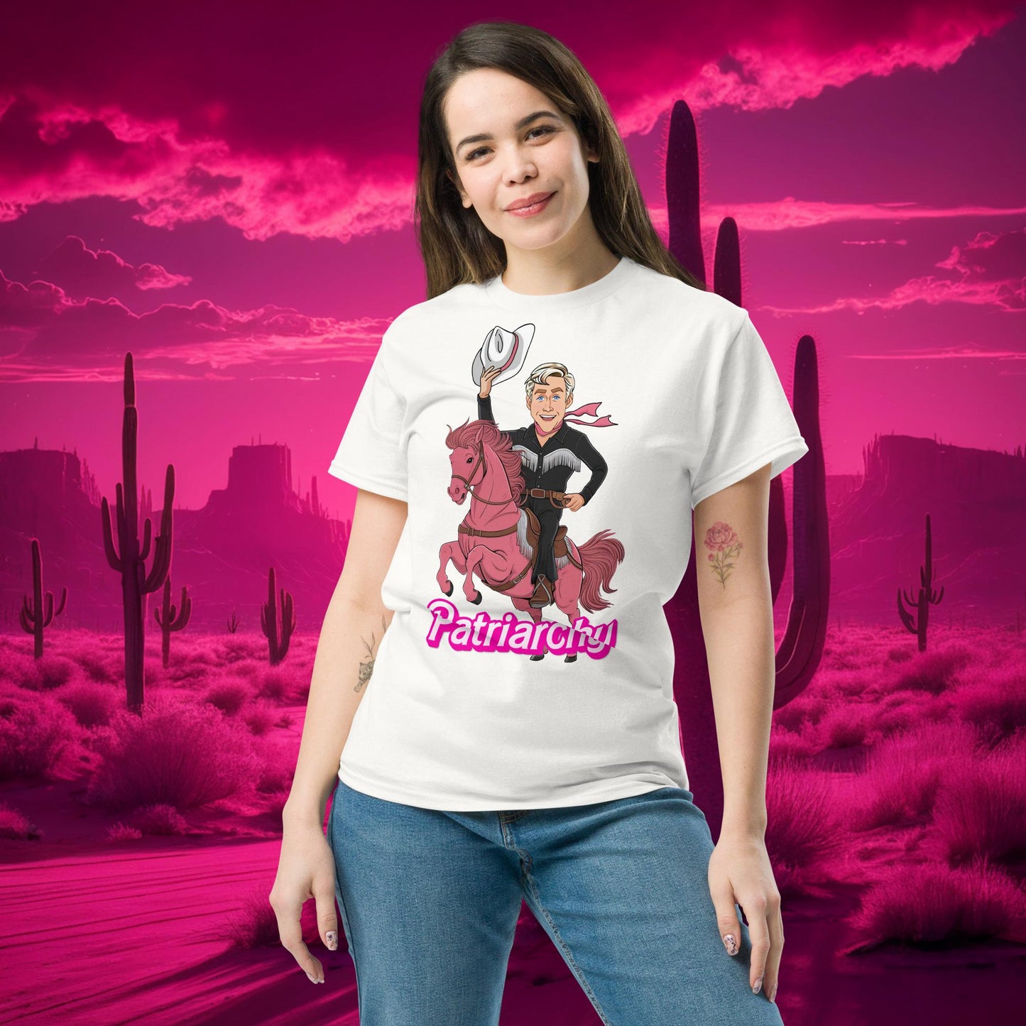 Ken Barbie Movie When I found out the patriarchy wasn't just about horses, I lost interest tee White T-shirts Barbie Celebrities Ken Movies Ryan Gosling Next Cult Brand