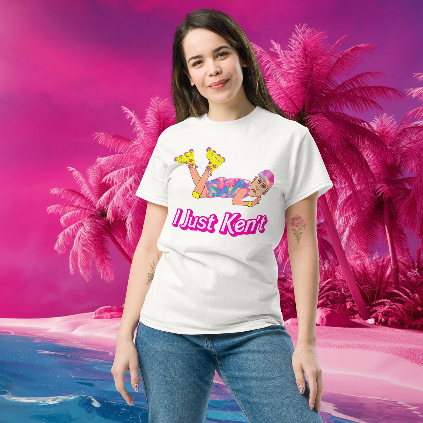 I Just Ken't I just Can't Ryan Gosling Ken Barbie Movie tee White T-shirts Barbie Celebrities Ken Movies Ryan Gosling Next Cult Brand
