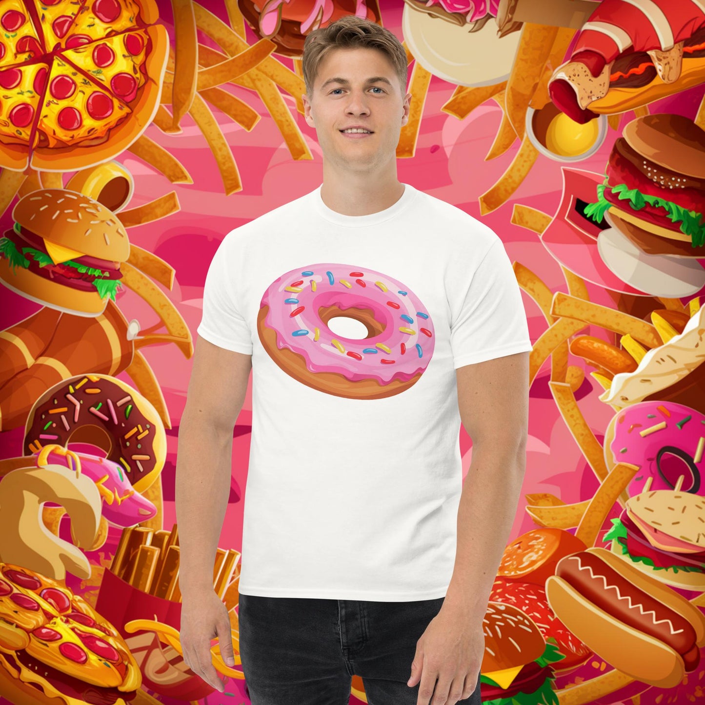 Pink Donut with sprinkles tee White T-shirts Donuts Fast Food Next Cult Brand