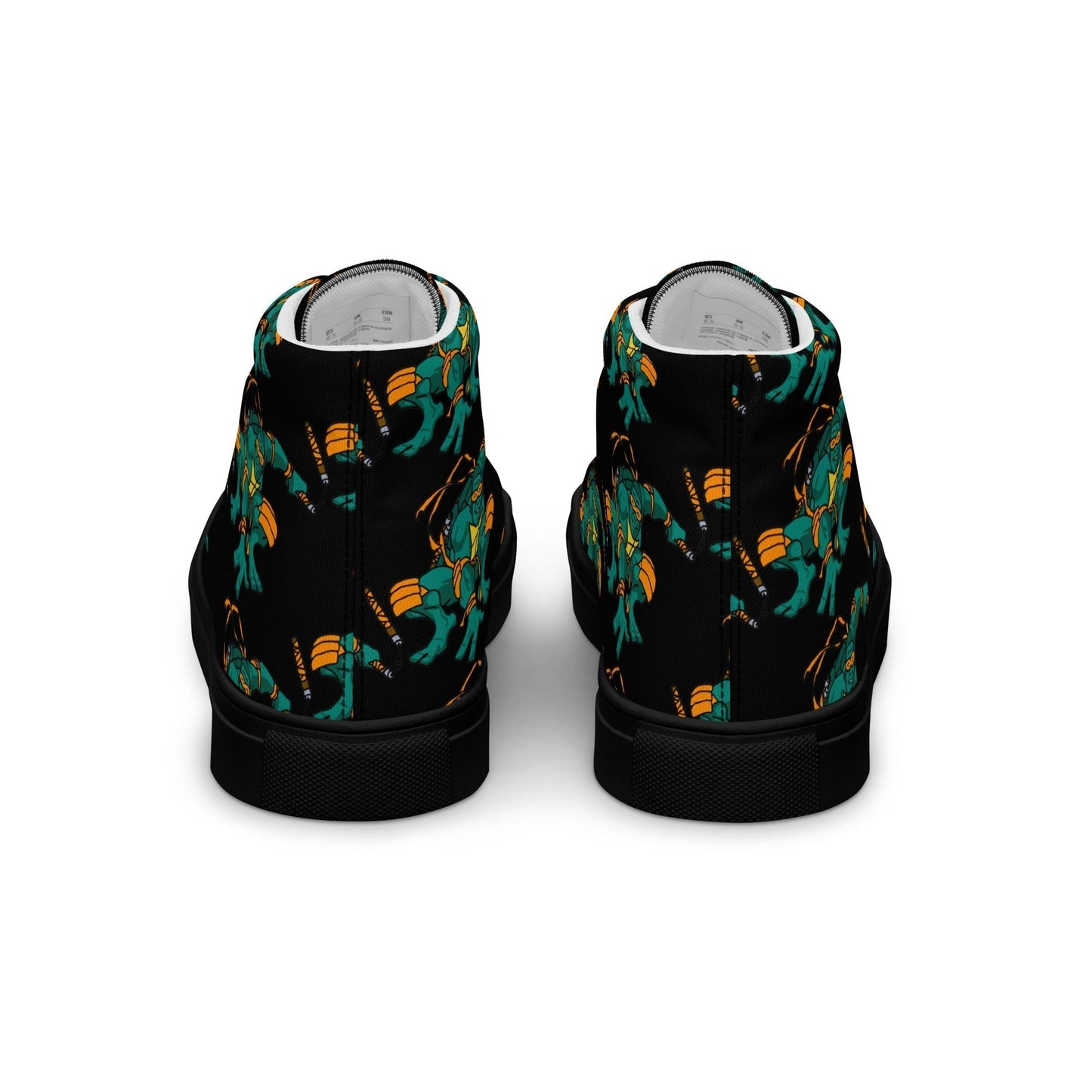 Kylian Mbappe Orange Ninja Turtle Michelangelo Men’s high top canvas shoes Shoes Football Kylian Mbappe Ninja Turtles PSG Real Madrid Next Cult Brand