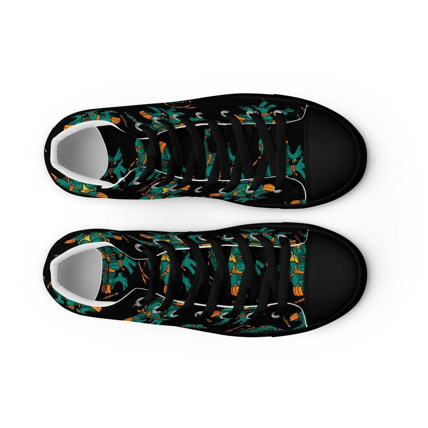 Kylian Mbappe Orange Ninja Turtle Michelangelo Men’s high top canvas shoes Shoes Football Kylian Mbappe Ninja Turtles PSG Real Madrid Next Cult Brand