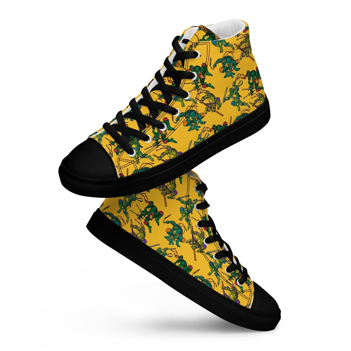 Kylian Mbappe Ninja Turtles funny football/ soccer meme Men’s high top canvas shoes yellow Black Shoes Football Kylian Mbappe Ninja Turtles PSG Real Madrid Next Cult Brand