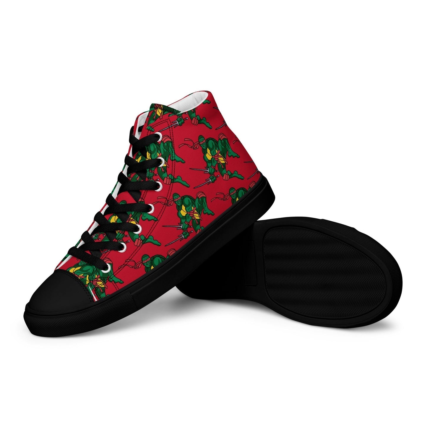 Kylian Mbappe Red Ninja Turtle Raphael Men’s high top canvas shoes Black Shoes Football Kylian Mbappe Ninja Turtles PSG Real Madrid Next Cult Brand