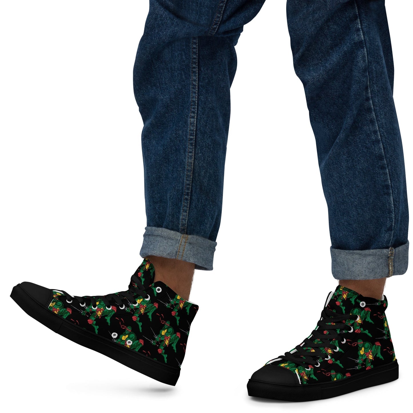 Kylian Mbappe Red Ninja Turtle Raphael Men’s high top canvas shoes Black Shoes Football Kylian Mbappe Ninja Turtles PSG Real Madrid Next Cult Brand