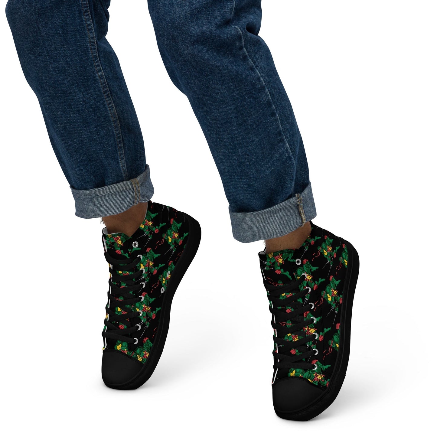 Kylian Mbappe Red Ninja Turtle Raphael Men’s high top canvas shoes Shoes Football Kylian Mbappe Ninja Turtles PSG Real Madrid Next Cult Brand