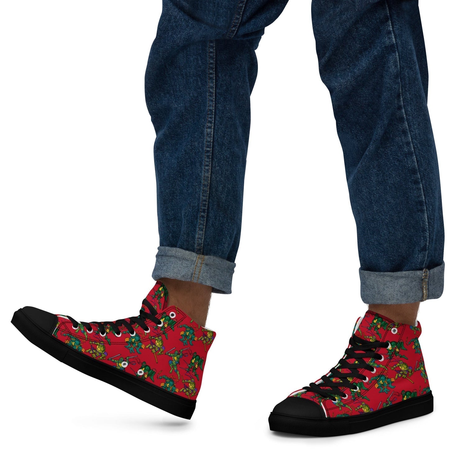 Kylian Mbappe Ninja Turtles funny football/ soccer meme Men’s high top canvas shoes red Black Shoes Football Kylian Mbappe Ninja Turtles PSG Real Madrid Next Cult Brand