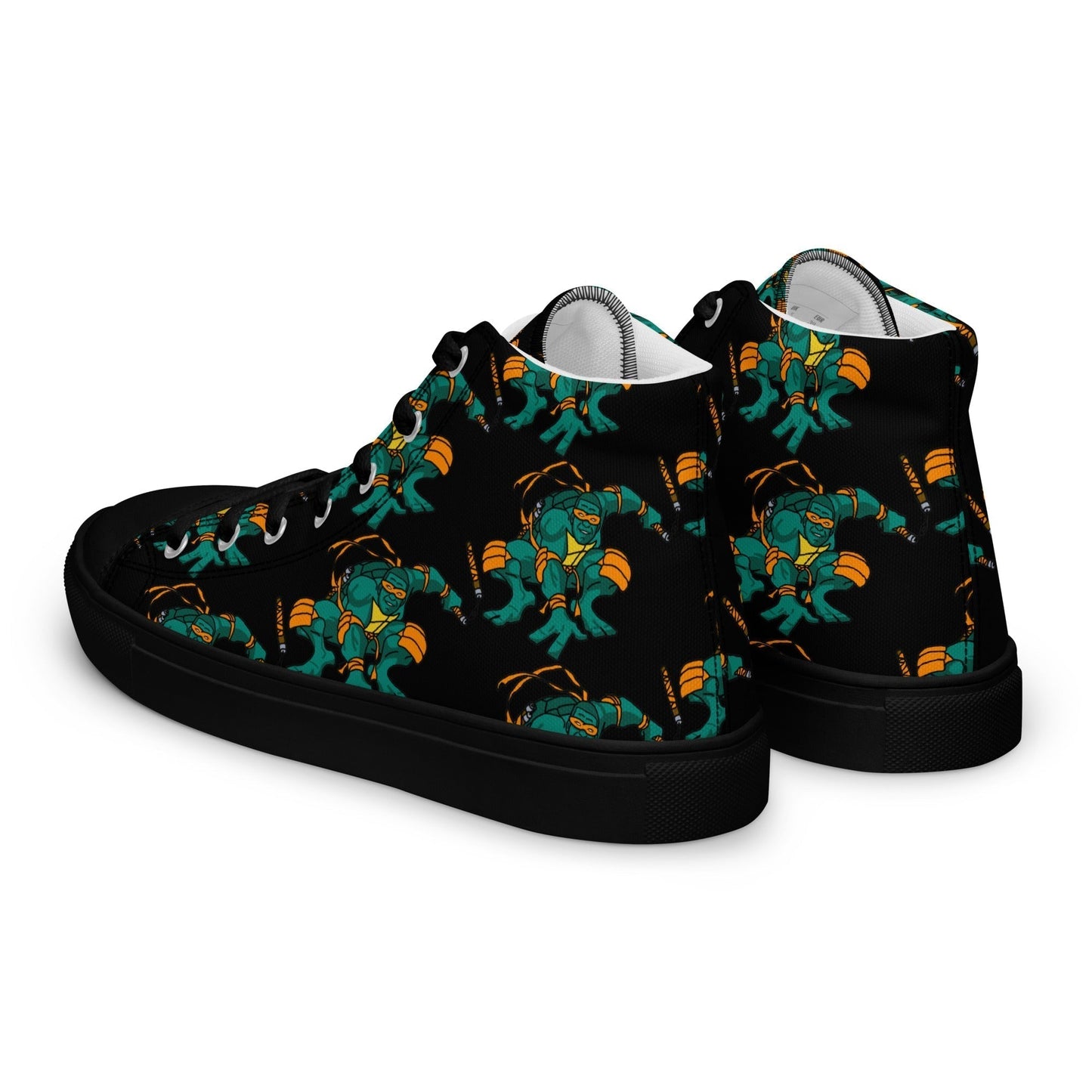 Kylian Mbappe Orange Ninja Turtle Michelangelo Men’s high top canvas shoes Shoes Football Kylian Mbappe Ninja Turtles PSG Real Madrid Next Cult Brand