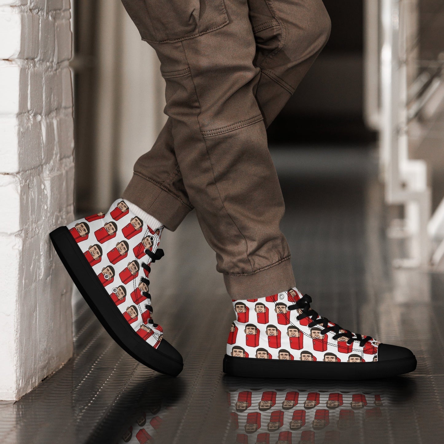 Harry ''The Fridge'' Maguire Manchester United funny football/ soccer meme Men’s high top canvas shoes white Shoes Football Harry Maguire Manchester United The Fridge Next Cult Brand