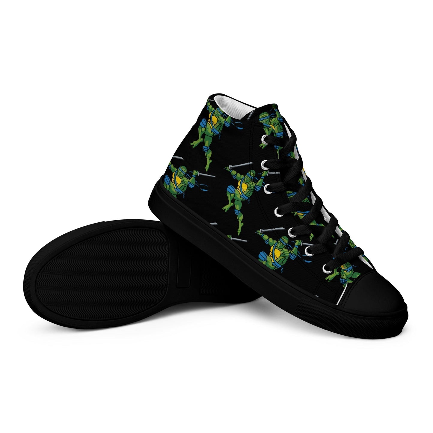 Kylian Mbappe Blue Ninja Turtle Leonardo Men’s high top canvas shoes Shoes Football Kylian Mbappe Ninja Turtles PSG Real Madrid Next Cult Brand