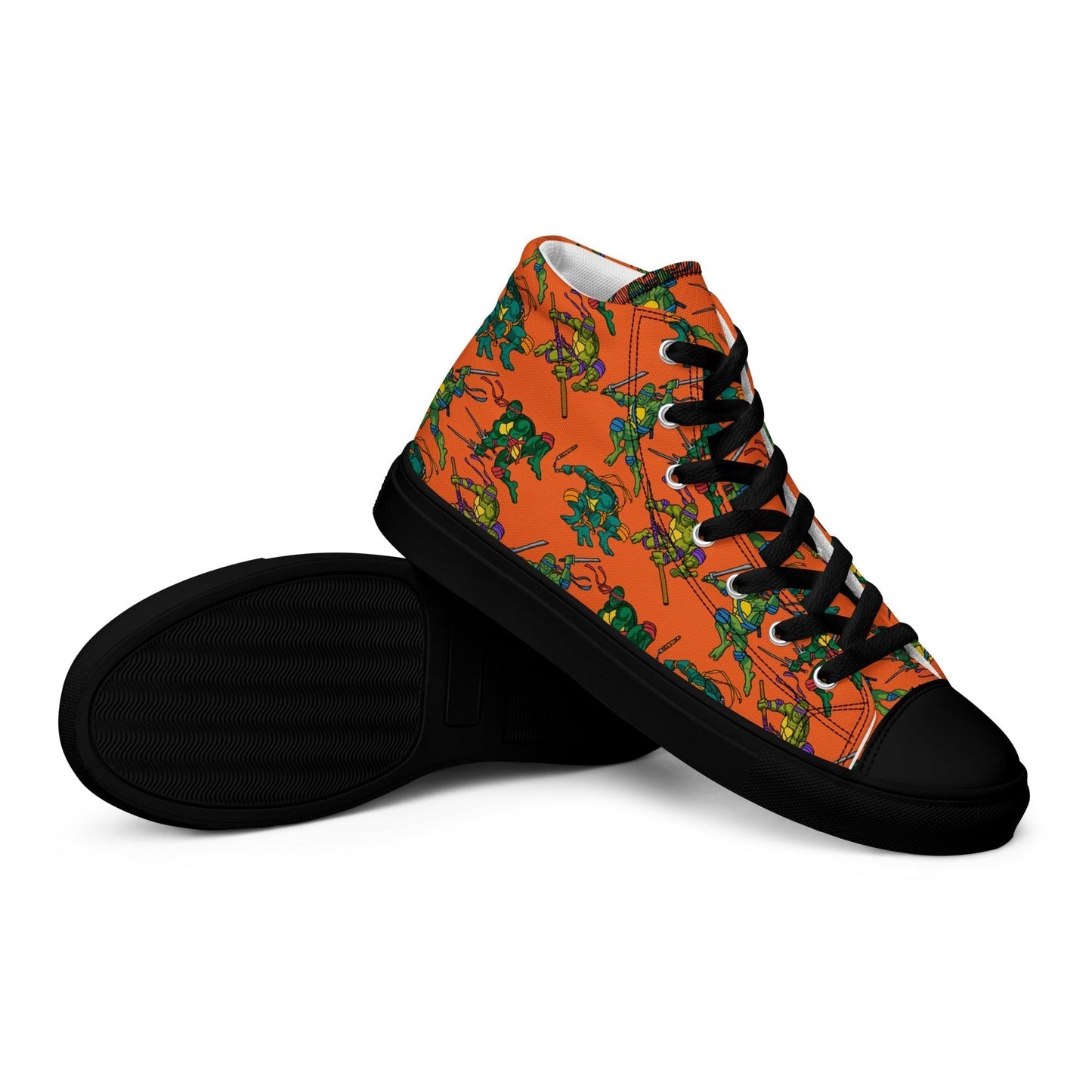 Kylian Mbappe Ninja Turtles funny football/ soccer meme Men’s high top canvas shoes orange Shoes Football Kylian Mbappe Ninja Turtles PSG Real Madrid Next Cult Brand