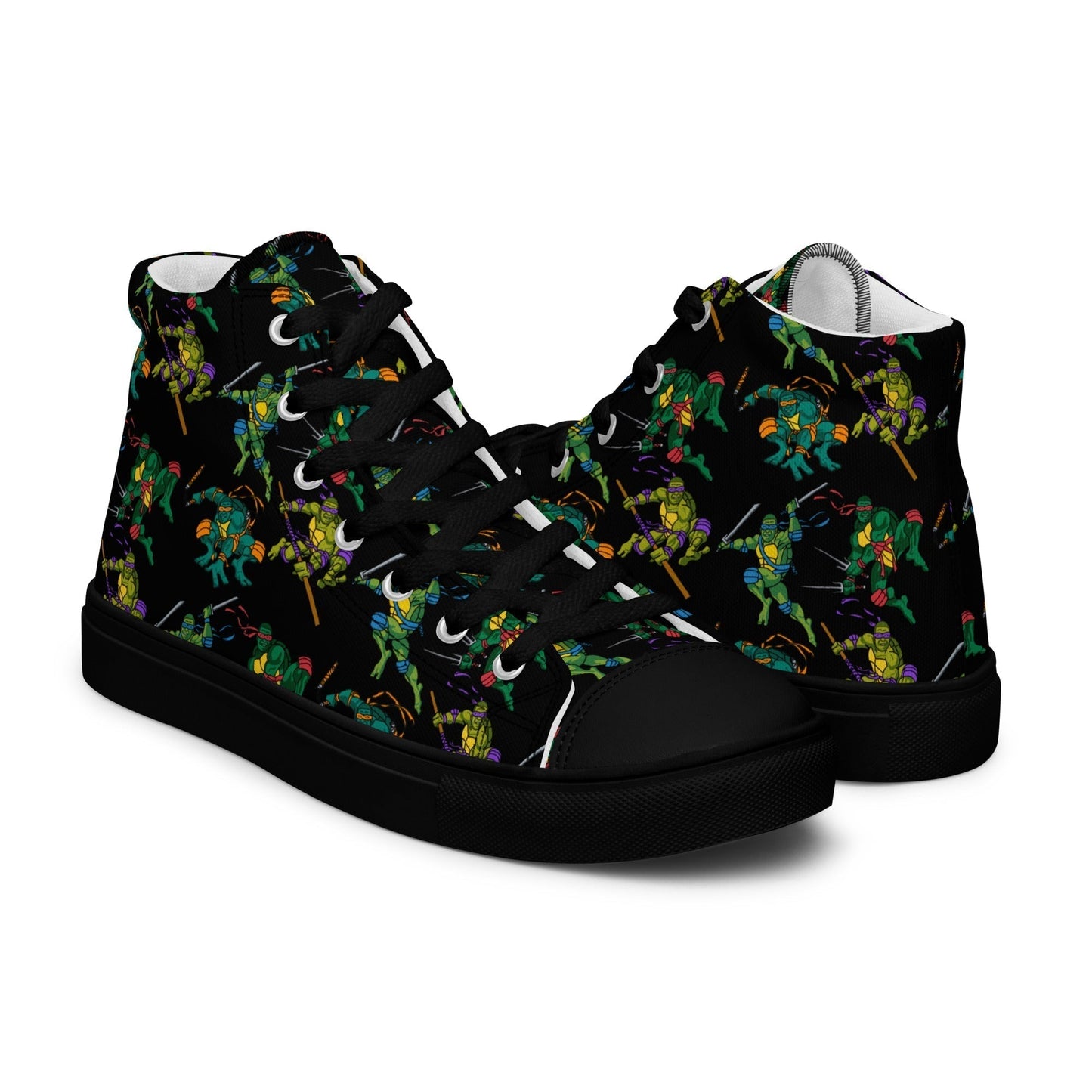 Kylian Mbappe Ninja Turtles funny football/ soccer meme Men’s high top canvas shoes black Shoes Football Kylian Mbappe Ninja Turtles PSG Real Madrid Next Cult Brand
