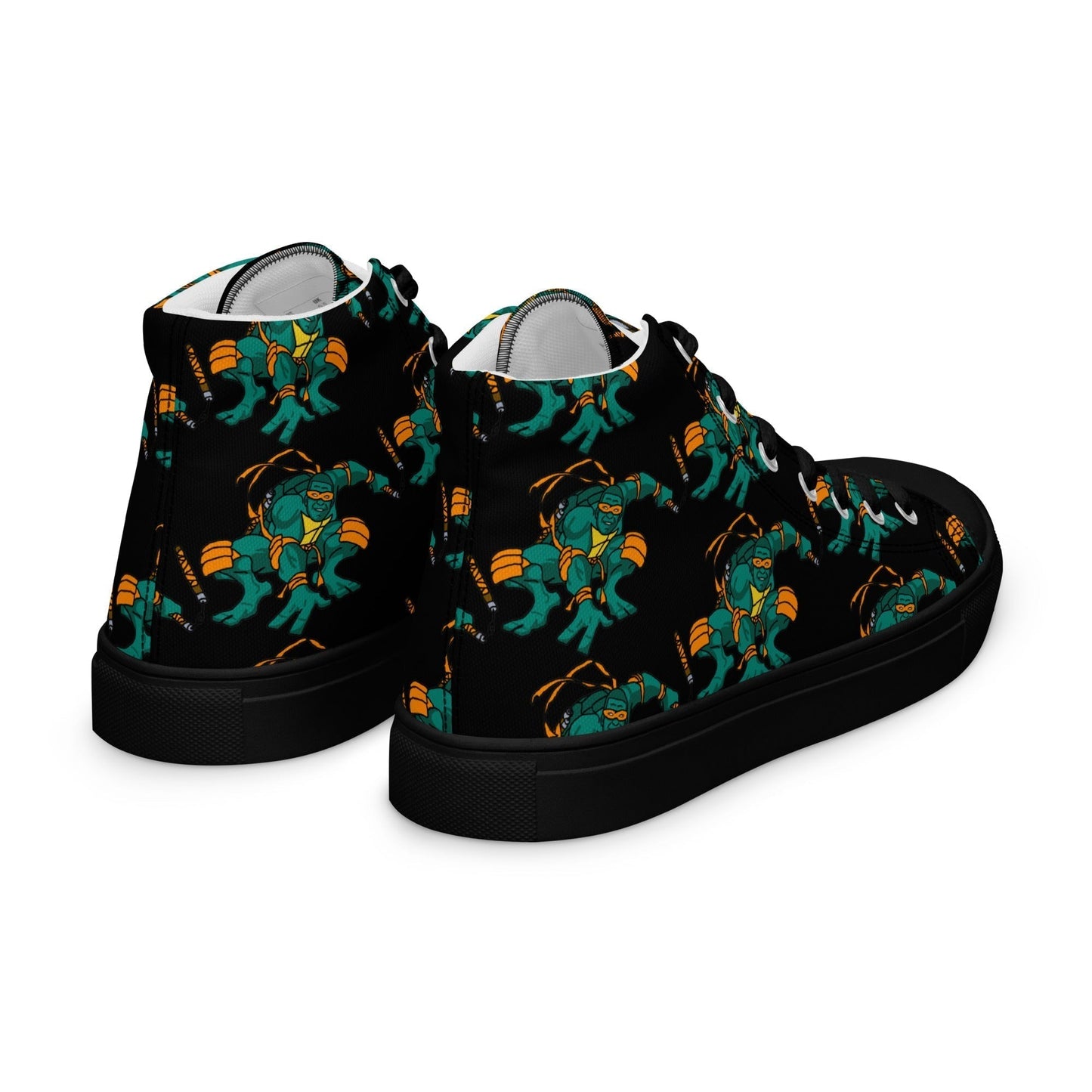 Kylian Mbappe Orange Ninja Turtle Michelangelo Men’s high top canvas shoes Shoes Football Kylian Mbappe Ninja Turtles PSG Real Madrid Next Cult Brand