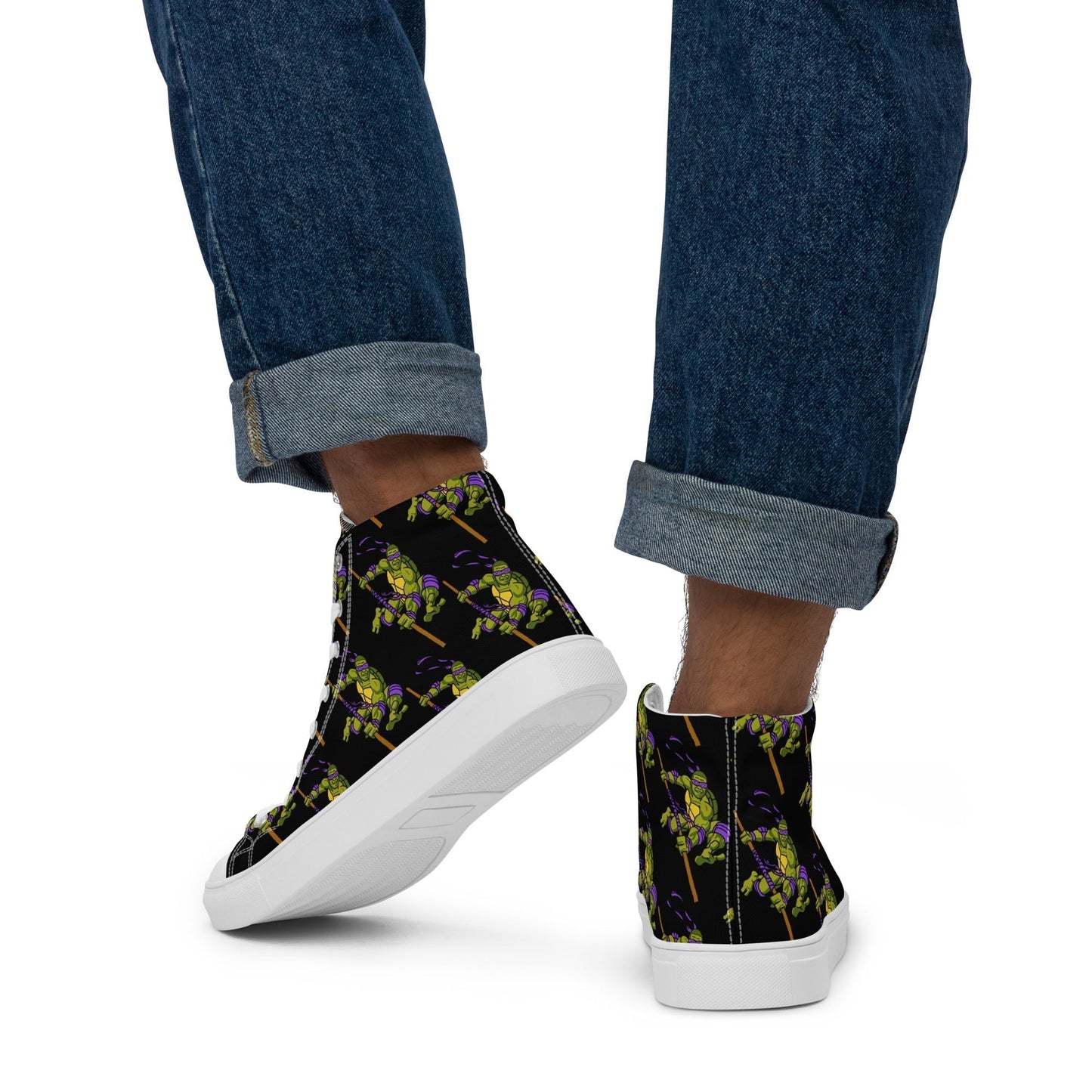 Kylian Mbappe Purple Ninja Turtle Donatello Men’s High Top Canvas Shoes Shoes Football Kylian Mbappe Ninja Turtles PSG Real Madrid Next Cult Brand