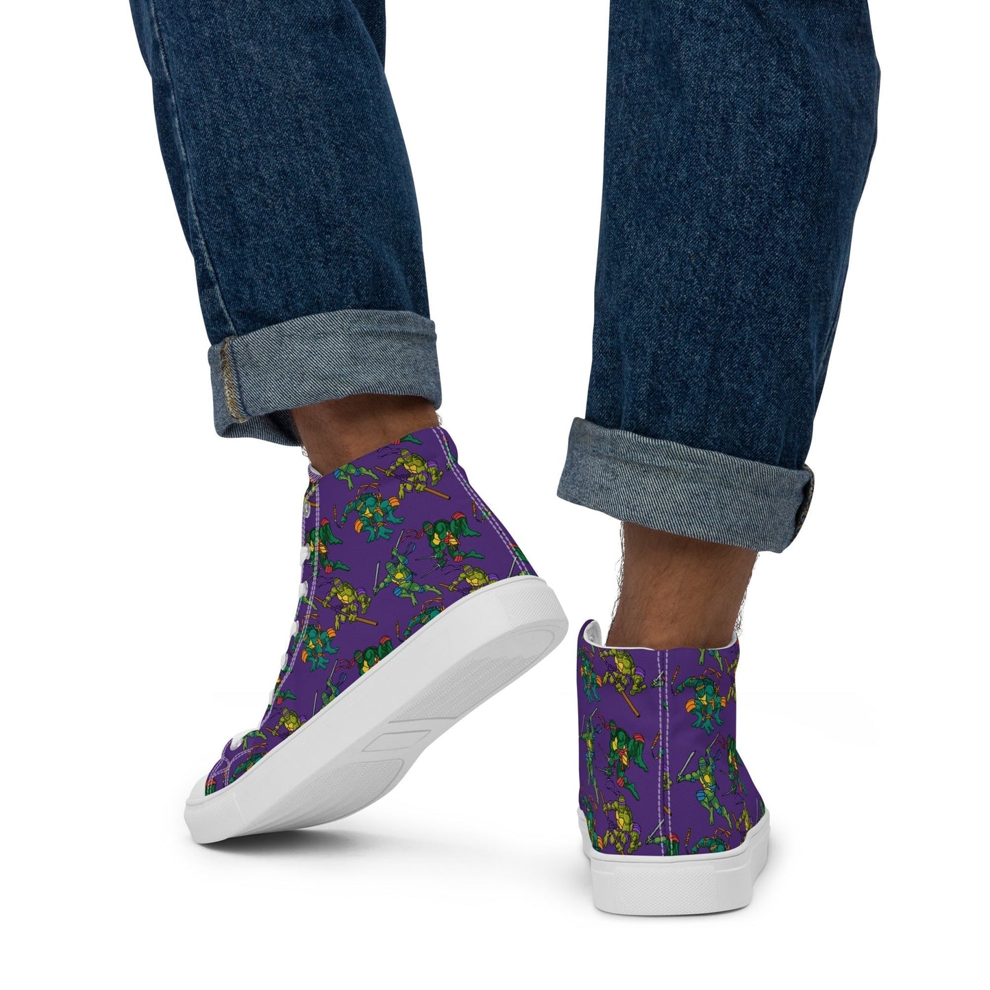 Kylian Mbappe Ninja Turtles funny football/ soccer meme Men’s high top canvas shoes purple Shoes Football Kylian Mbappe Ninja Turtles PSG Real Madrid Next Cult Brand