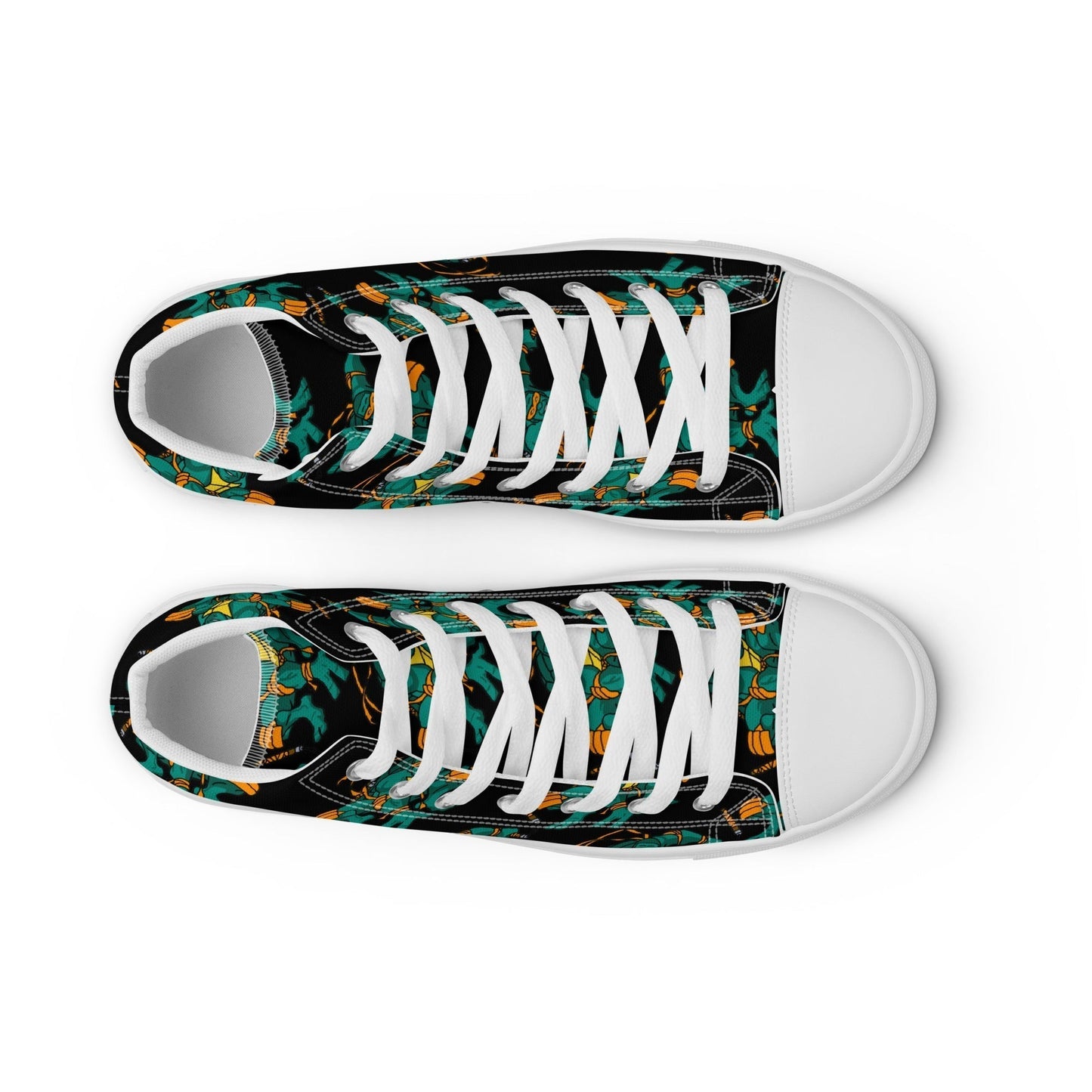 Kylian Mbappe Orange Ninja Turtle Michelangelo Men’s high top canvas shoes Shoes Football Kylian Mbappe Ninja Turtles PSG Real Madrid Next Cult Brand