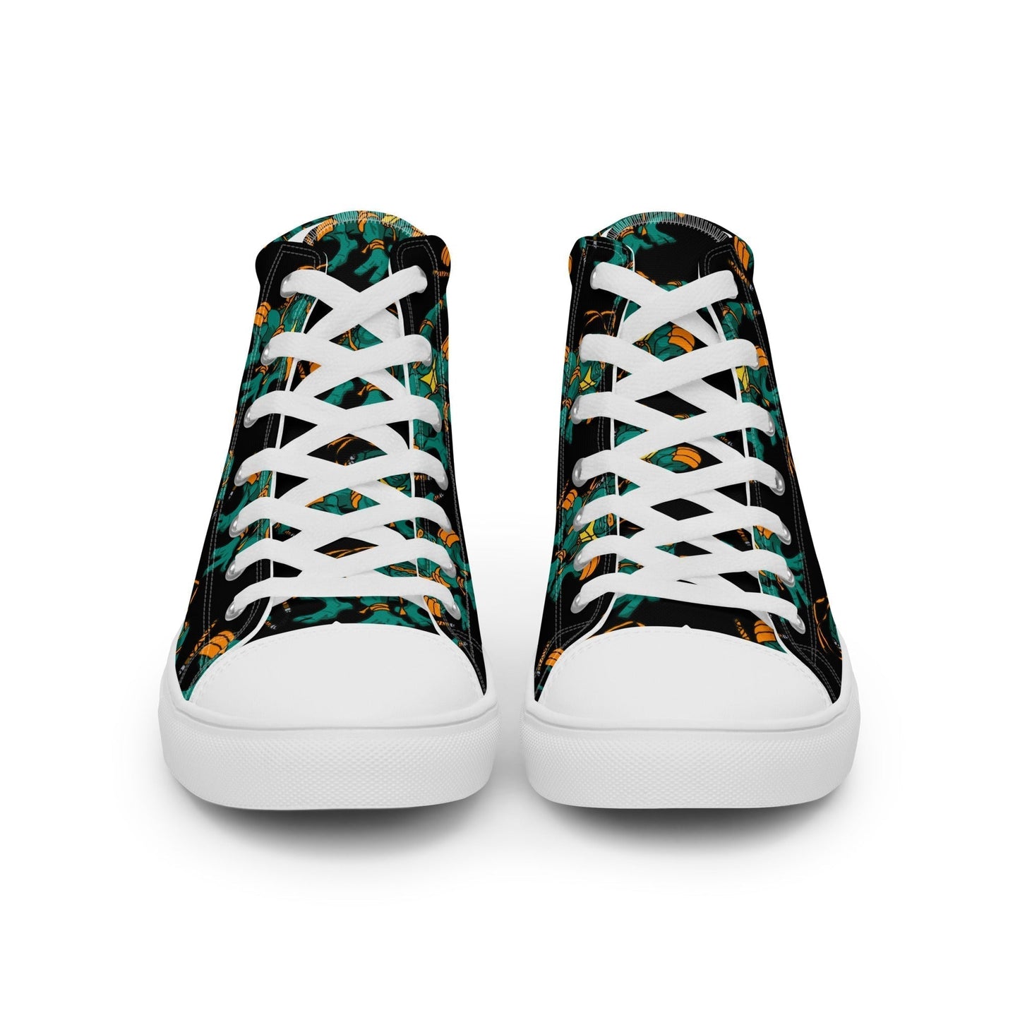 Kylian Mbappe Orange Ninja Turtle Michelangelo Men’s high top canvas shoes Shoes Football Kylian Mbappe Ninja Turtles PSG Real Madrid Next Cult Brand
