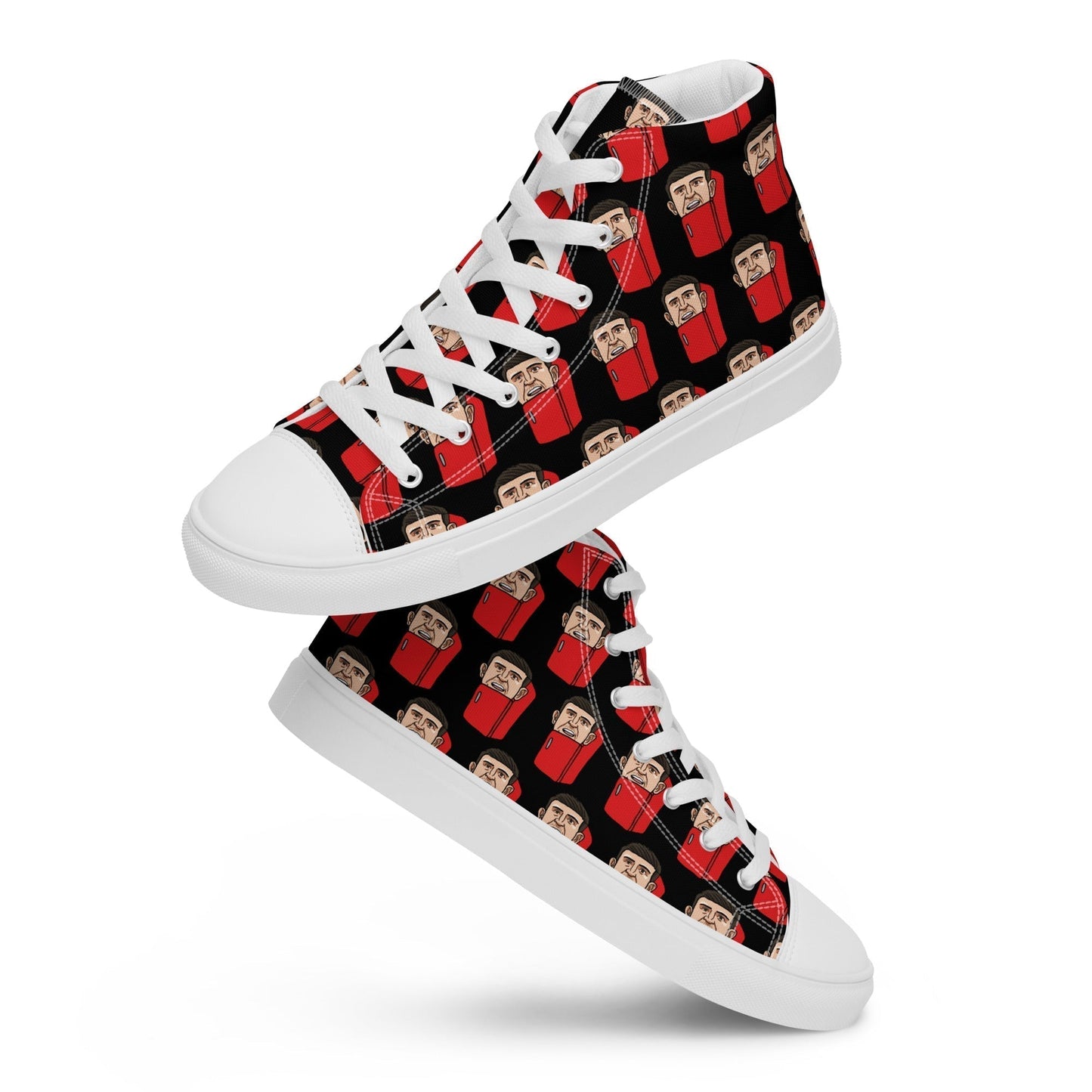 Harry ''The Fridge'' Maguire Manchester United funny football/ soccer meme Men’s high top canvas shoes black White Shoes Football Harry Maguire Manchester United The Fridge Next Cult Brand