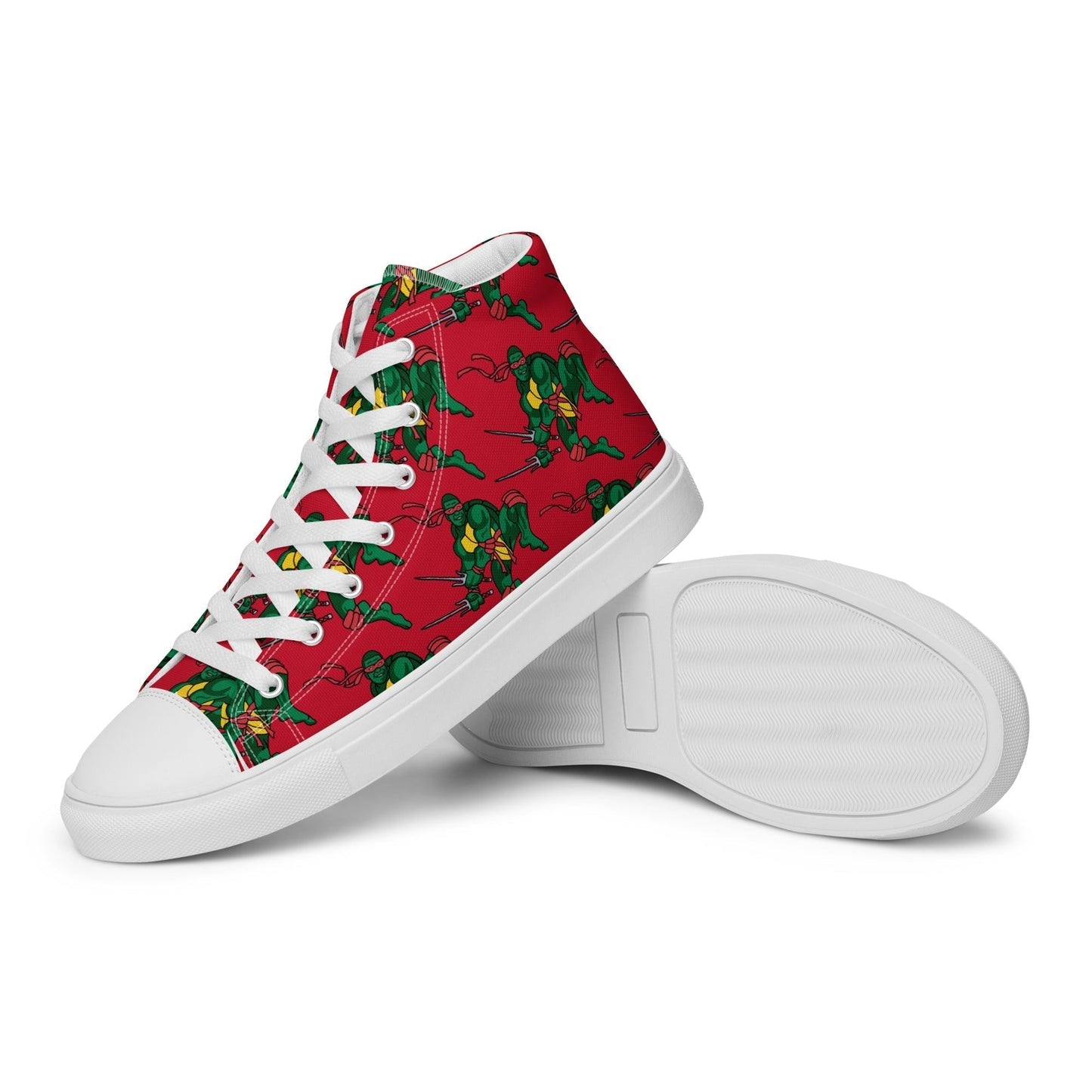 Kylian Mbappe Red Ninja Turtle Raphael Men’s high top canvas shoes White Shoes Football Kylian Mbappe Ninja Turtles PSG Real Madrid Next Cult Brand