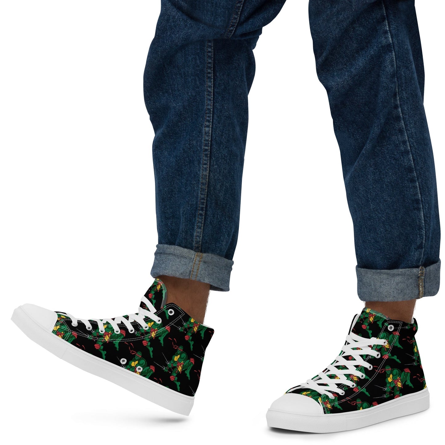 Kylian Mbappe Red Ninja Turtle Raphael Men’s high top canvas shoes White Shoes Football Kylian Mbappe Ninja Turtles PSG Real Madrid Next Cult Brand