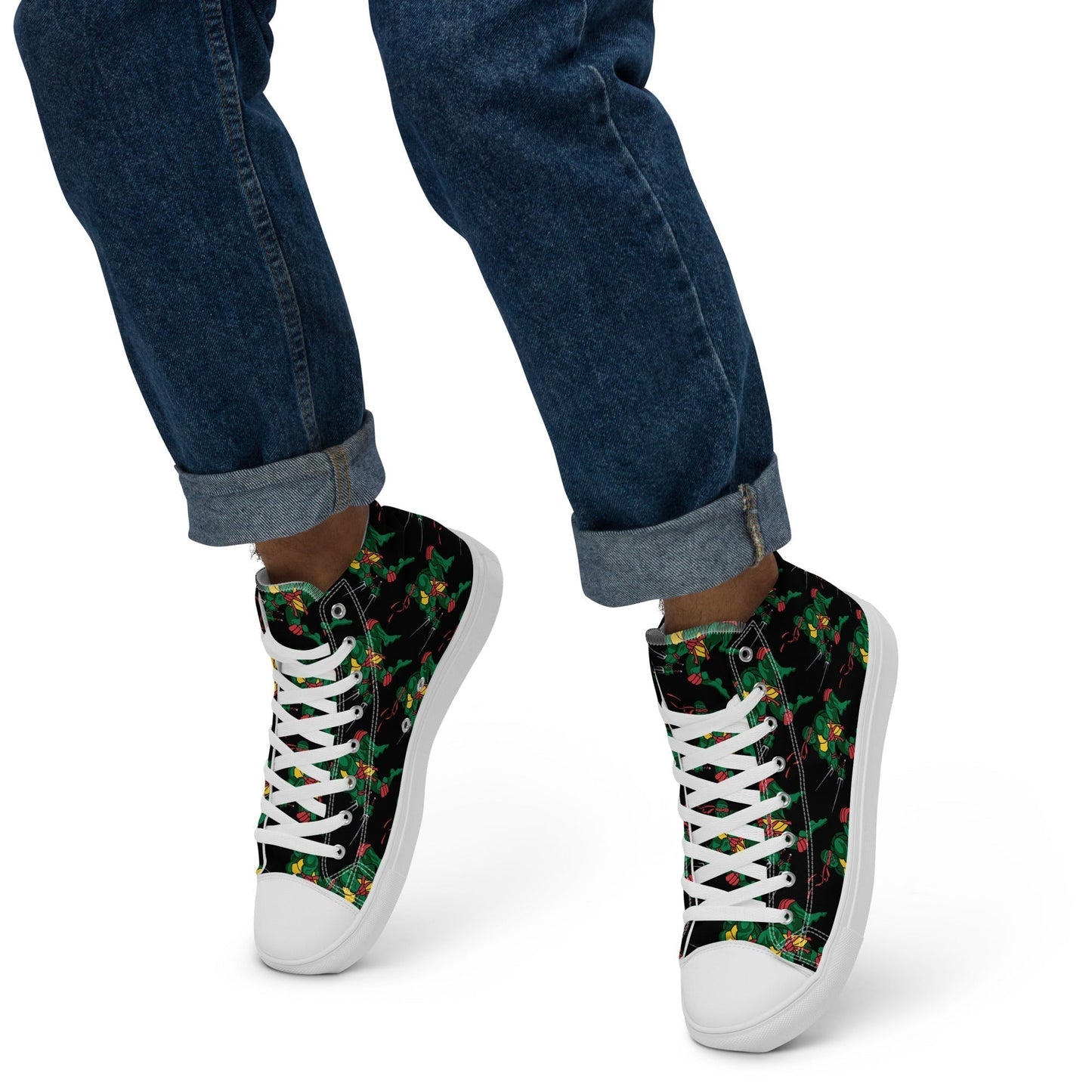 Kylian Mbappe Red Ninja Turtle Raphael Men’s high top canvas shoes Shoes Football Kylian Mbappe Ninja Turtles PSG Real Madrid Next Cult Brand