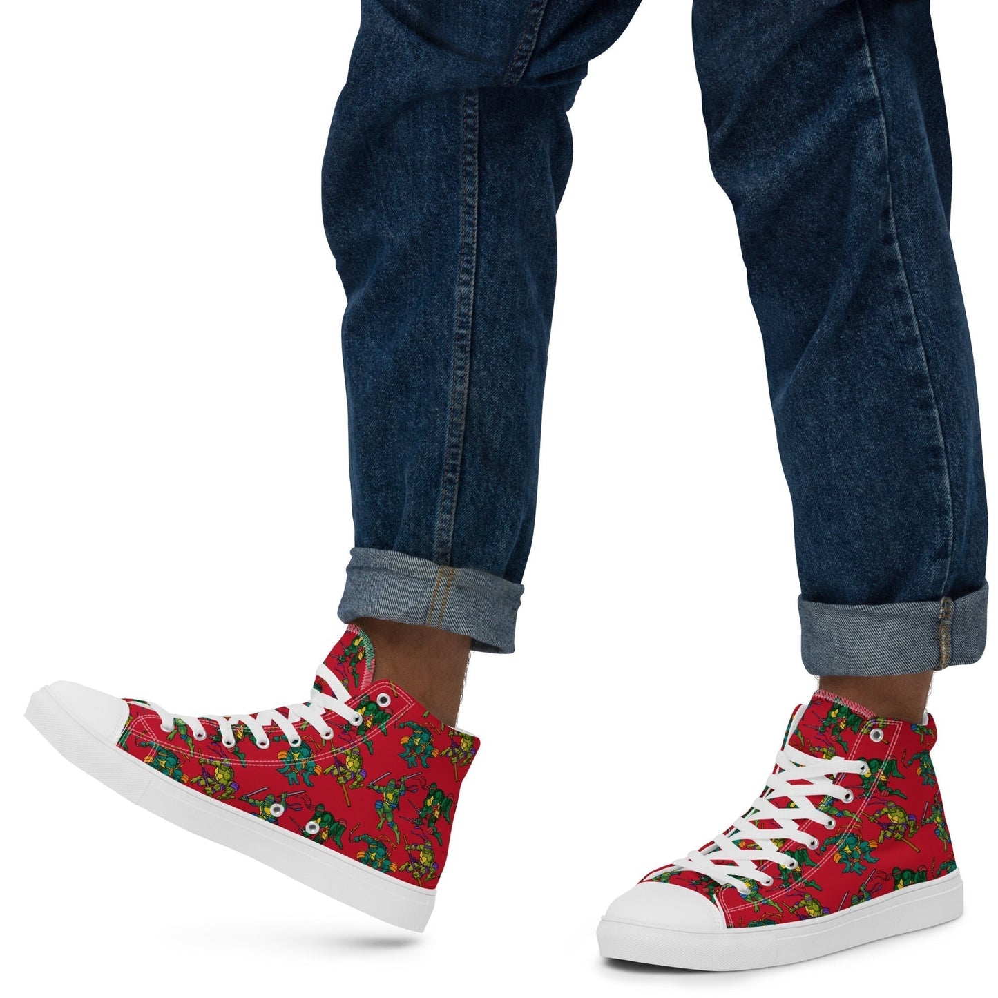 Kylian Mbappe Ninja Turtles funny football/ soccer meme Men’s high top canvas shoes red White Shoes Football Kylian Mbappe Ninja Turtles PSG Real Madrid Next Cult Brand