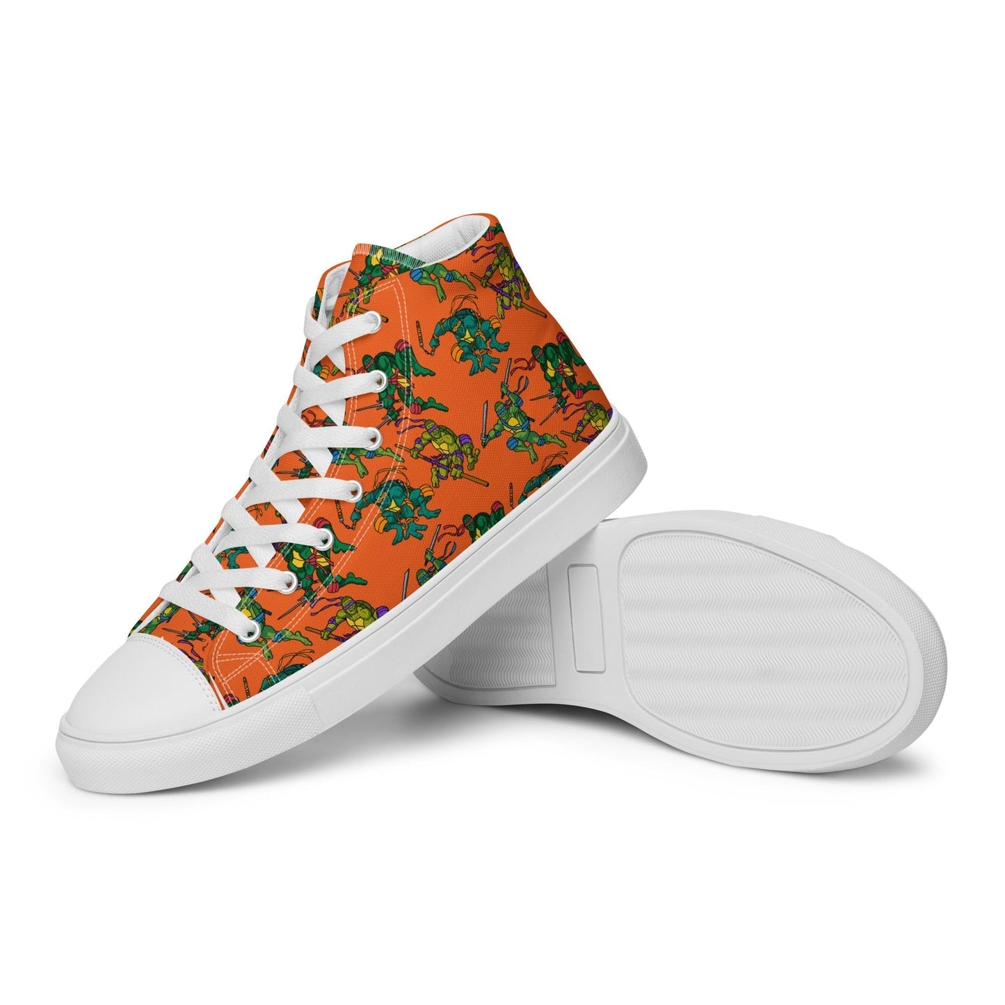 Kylian Mbappe Ninja Turtles funny football/ soccer meme Men’s high top canvas shoes orange White Shoes Football Kylian Mbappe Ninja Turtles PSG Real Madrid Next Cult Brand