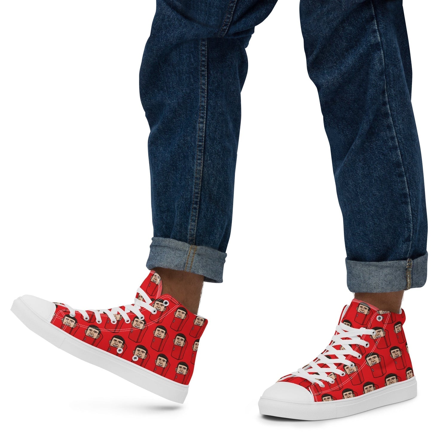 Harry ''The Fridge'' Maguire Manchester United funny football/ soccer meme Men’s high top canvas shoes red White Shoes Football Harry Maguire Manchester United The Fridge Next Cult Brand
