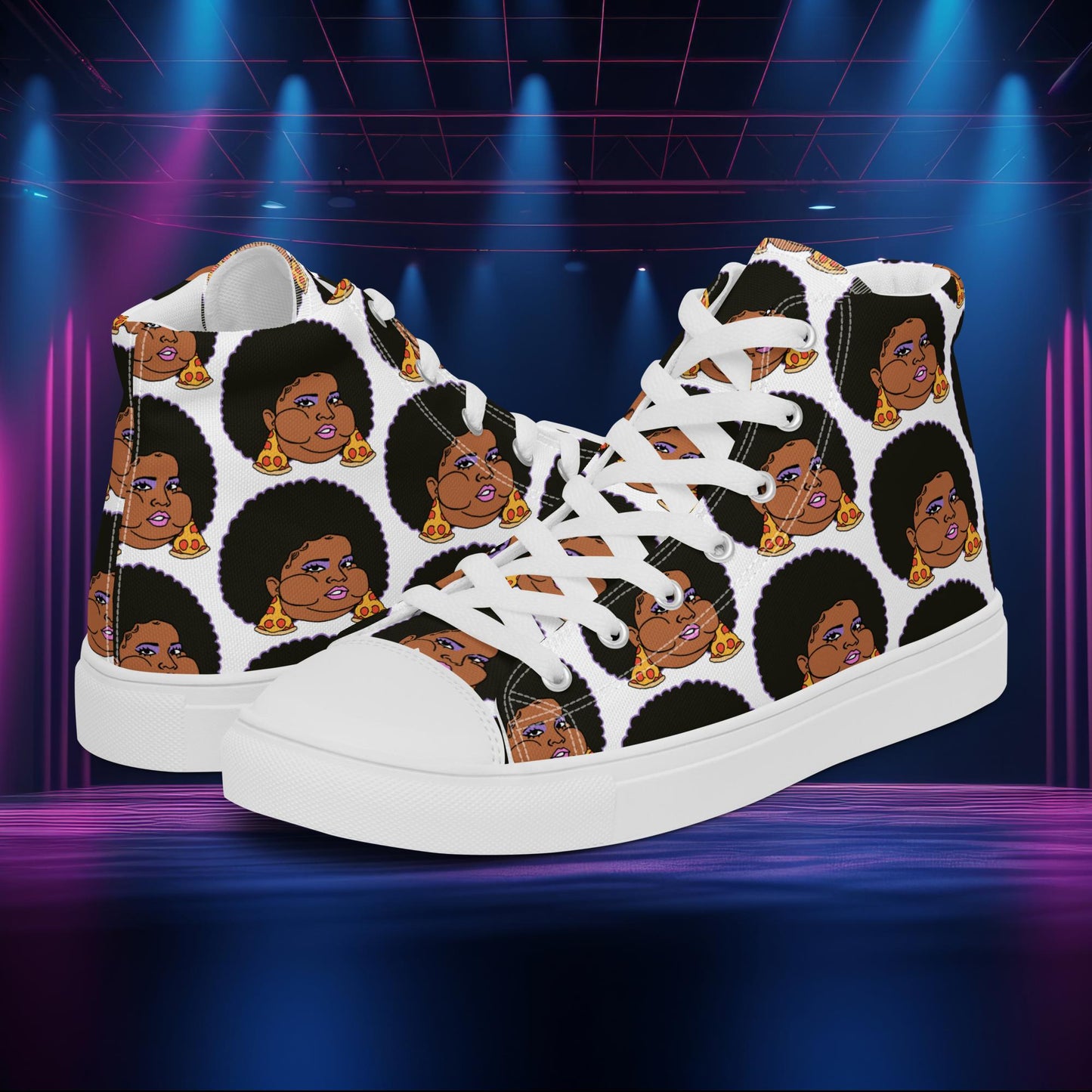 Pizzo Lizzo Pizza Lizzo Merch Lizzo Gift Song Lyrics Lizzo high top canvas shoes Shoes Lizzo Music Next Cult Brand
