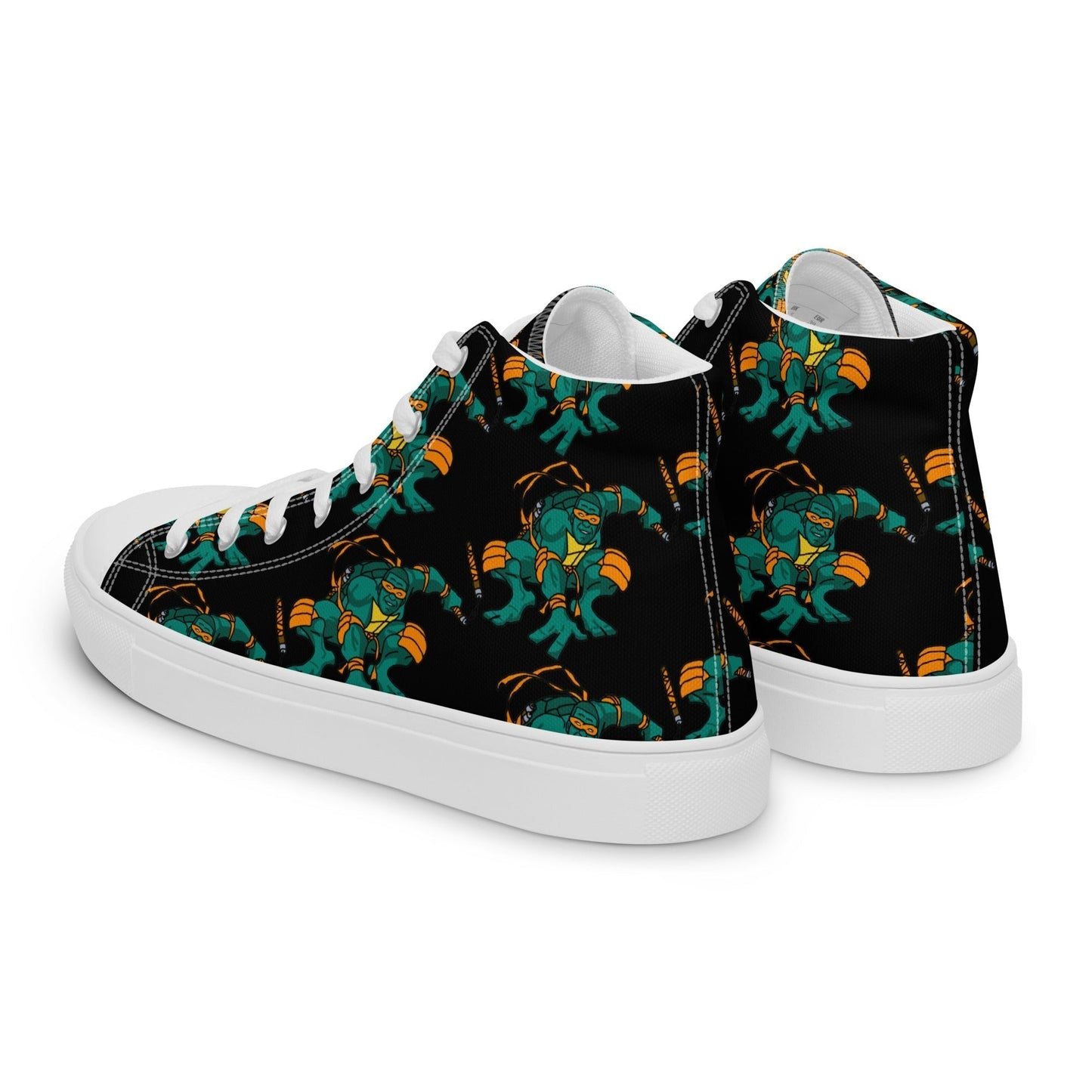 Kylian Mbappe Orange Ninja Turtle Michelangelo Men’s high top canvas shoes Shoes Football Kylian Mbappe Ninja Turtles PSG Real Madrid Next Cult Brand