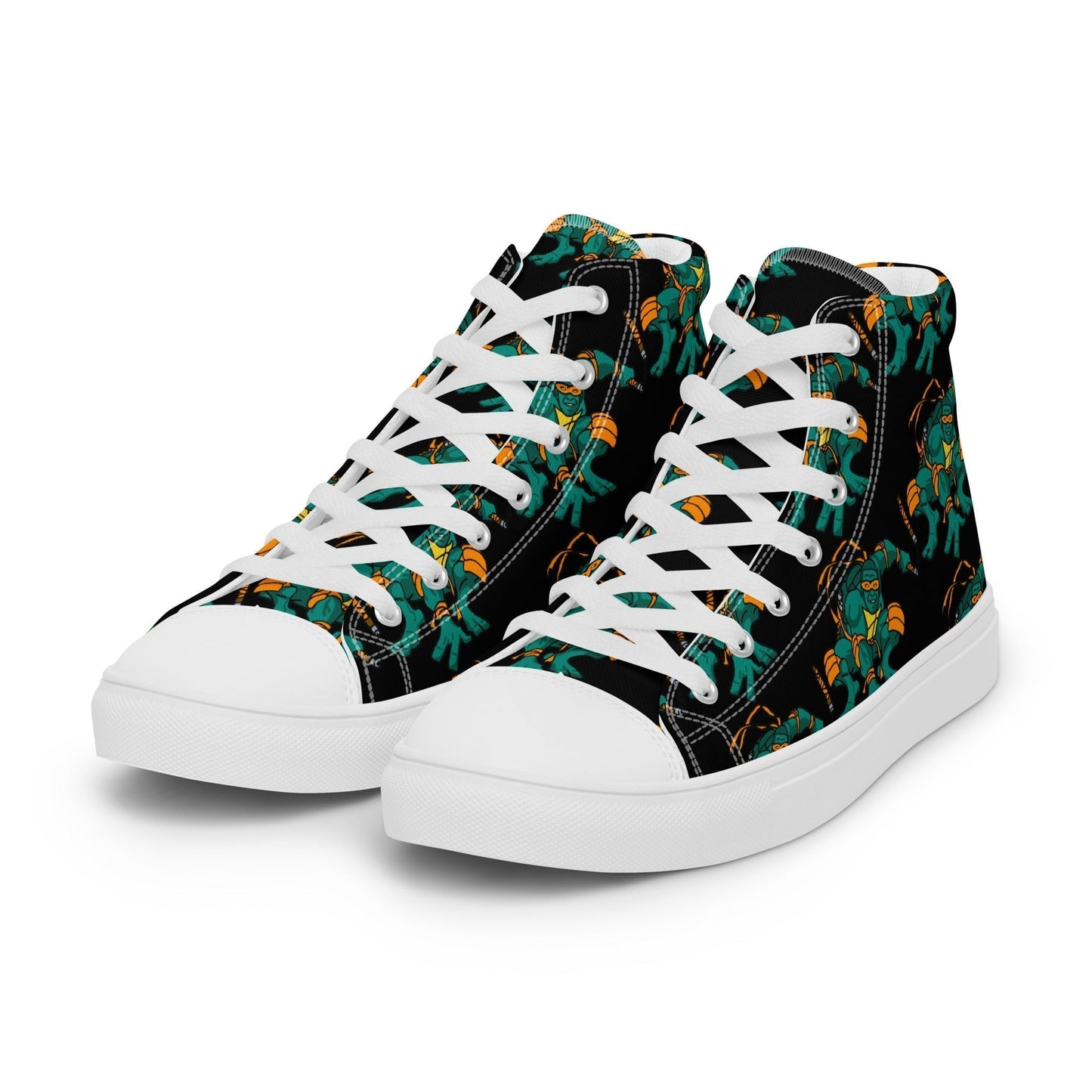 Kylian Mbappe Orange Ninja Turtle Michelangelo Men’s high top canvas shoes Shoes Football Kylian Mbappe Ninja Turtles PSG Real Madrid Next Cult Brand