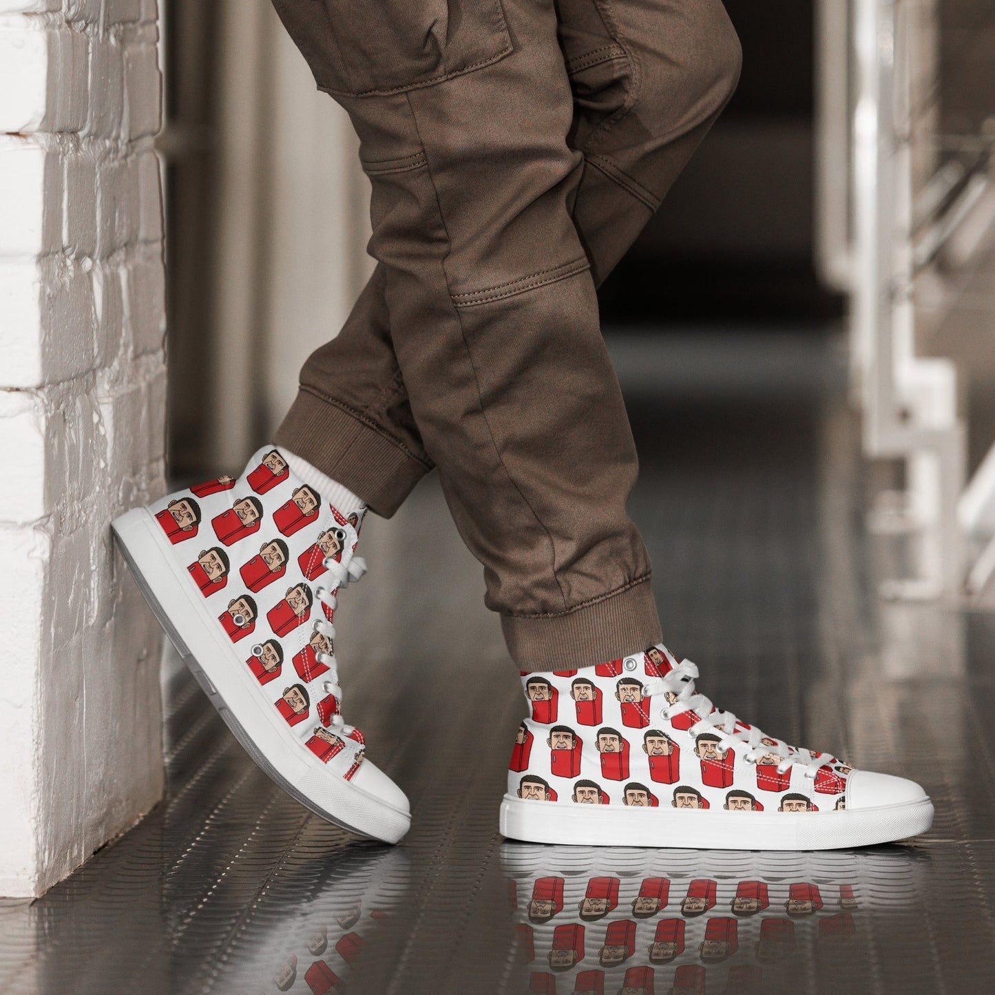 Harry ''The Fridge'' Maguire Manchester United funny football/ soccer meme Men’s high top canvas shoes white Shoes Football Harry Maguire Manchester United The Fridge Next Cult Brand