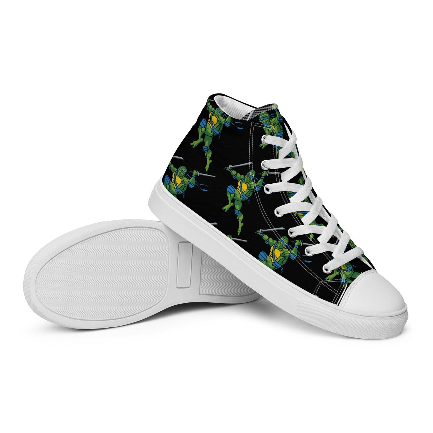 Kylian Mbappe Blue Ninja Turtle Leonardo Men’s high top canvas shoes Shoes Football Kylian Mbappe Ninja Turtles PSG Real Madrid Next Cult Brand