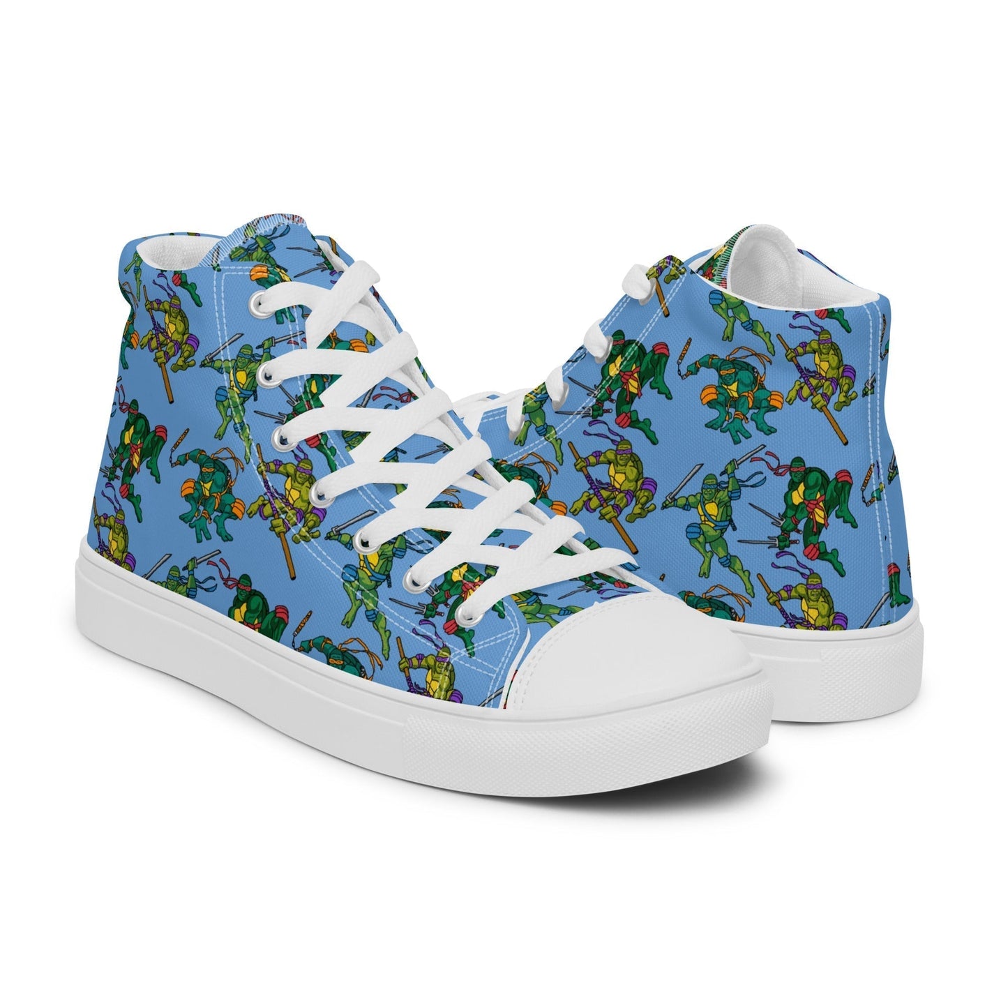 Kylian Mbappe Ninja Turtles funny football/ soccer meme Men’s high top canvas shoes blue Shoes Football Kylian Mbappe Ninja Turtles PSG Real Madrid Next Cult Brand