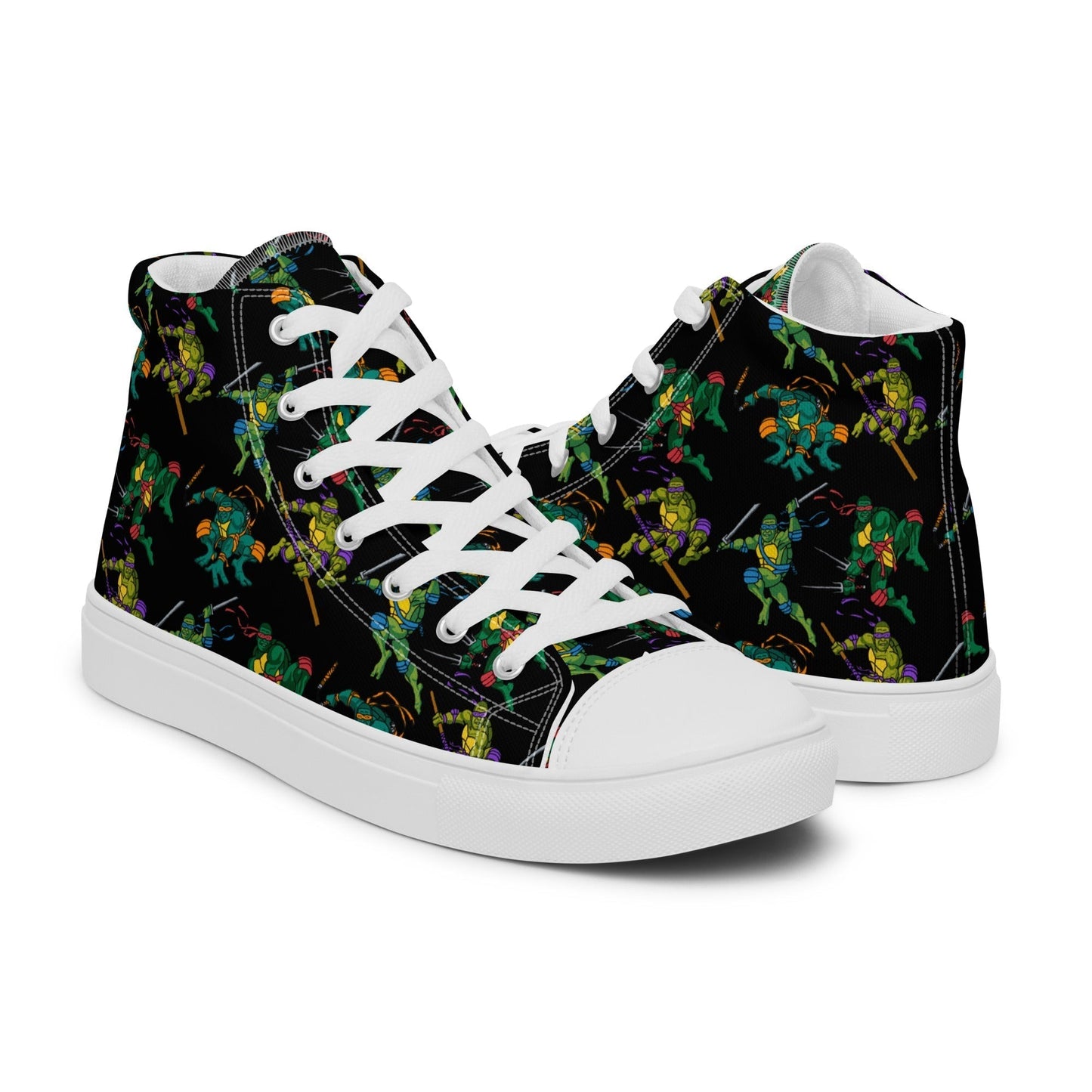 Kylian Mbappe Ninja Turtles funny football/ soccer meme Men’s high top canvas shoes black Shoes Football Kylian Mbappe Ninja Turtles PSG Real Madrid Next Cult Brand