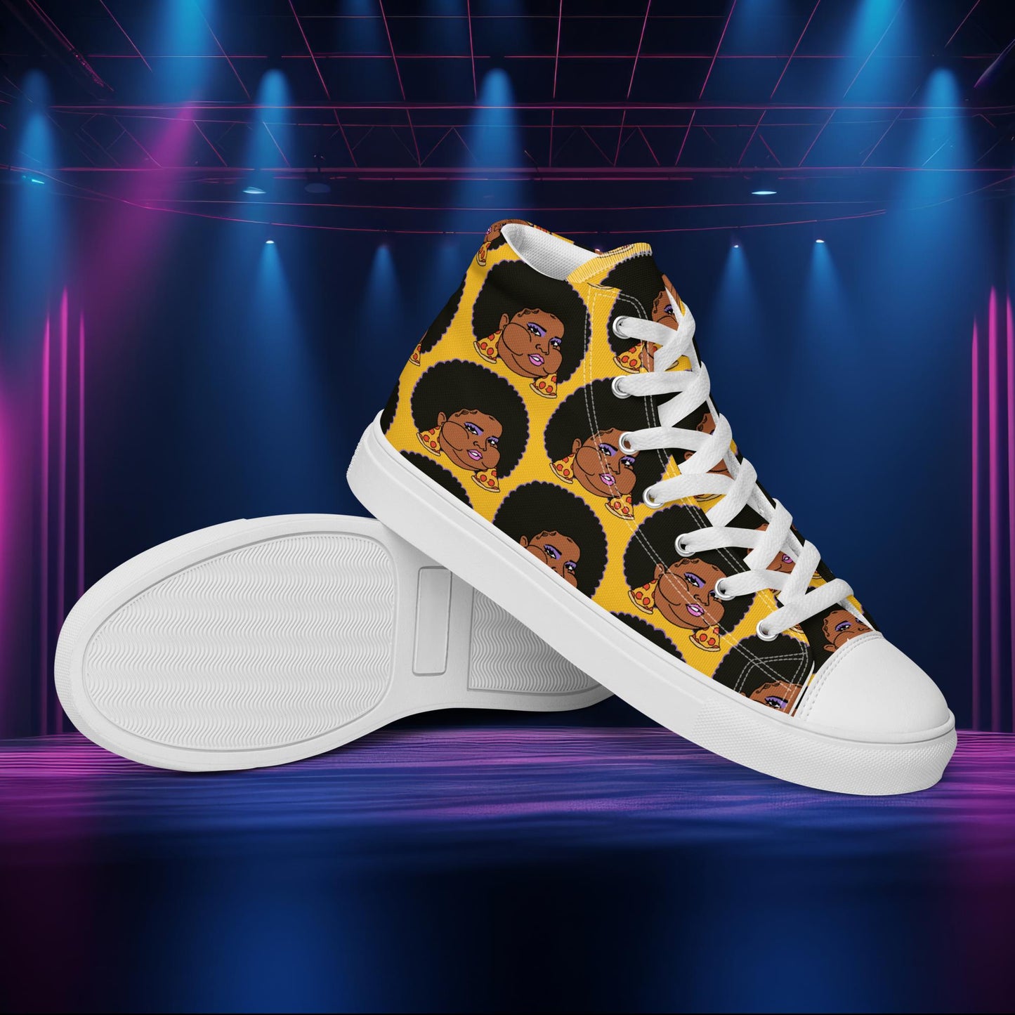 Pizzo Lizzo Pizza Lizzo Merch Lizzo Gift Song Lyrics Lizzo high top canvas shoes Shoes Lizzo Music Next Cult Brand