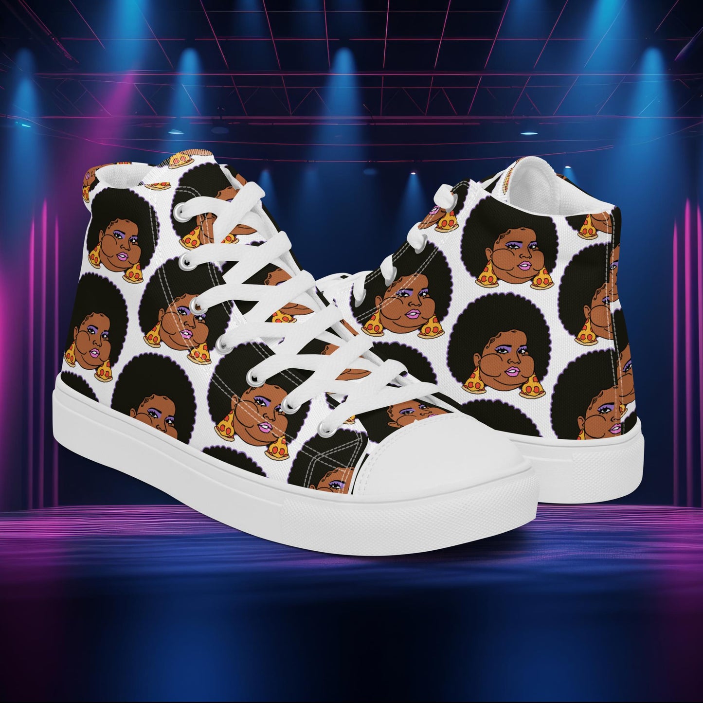 Pizzo Lizzo Pizza Lizzo Merch Lizzo Gift Song Lyrics Lizzo high top canvas shoes 13 Shoes Lizzo Music Next Cult Brand
