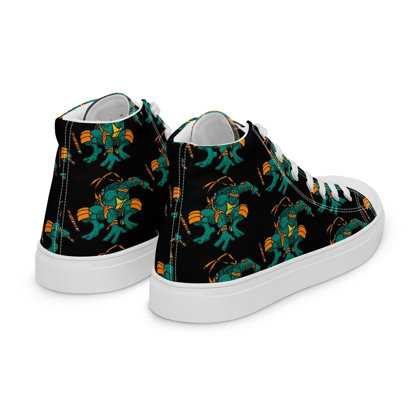 Kylian Mbappe Orange Ninja Turtle Michelangelo Men’s high top canvas shoes Shoes Football Kylian Mbappe Ninja Turtles PSG Real Madrid Next Cult Brand