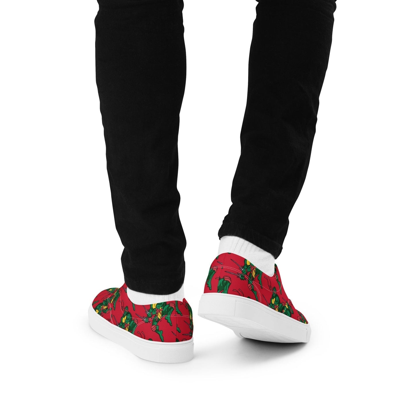 Kylian Mbappe Red Ninja Turtle Raphael Men’s lace-up canvas shoes Shoes Football Kylian Mbappe Ninja Turtles PSG Real Madrid Next Cult Brand