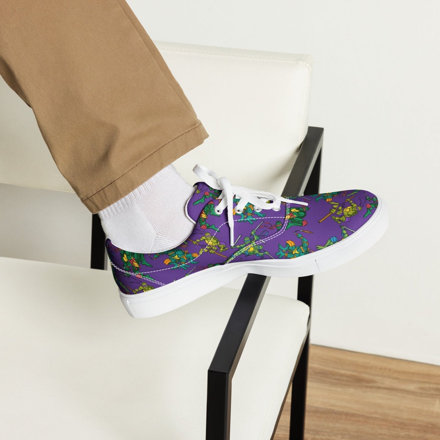 Kylian Mbappe Ninja Turtles funny football/ soccer meme Men’s lace-up canvas shoes purple Shoes Football Kylian Mbappe Ninja Turtles PSG Real Madrid Next Cult Brand