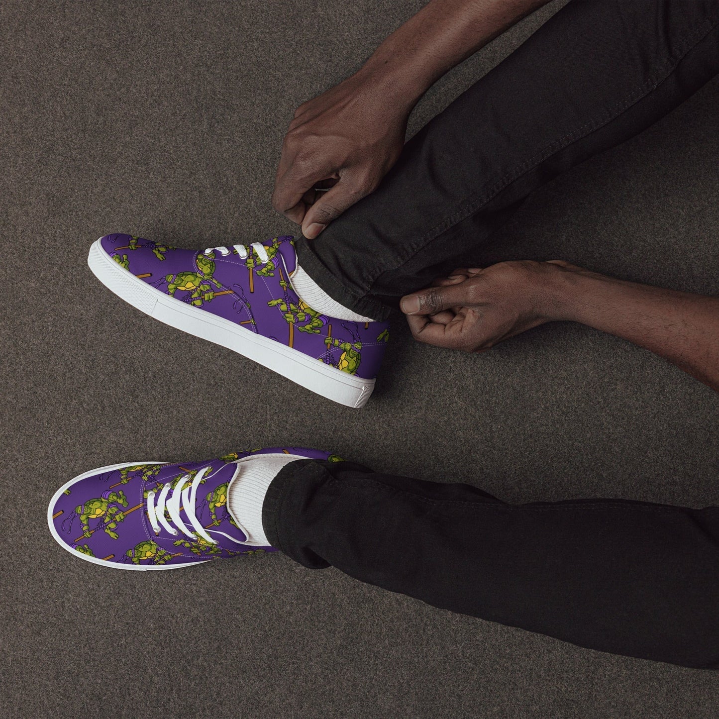 Kylian Mbappe Purple Ninja Turtle Donatello Men’s lace-up canvas shoes 13 Shoes Football Kylian Mbappe Ninja Turtles PSG Real Madrid Next Cult Brand