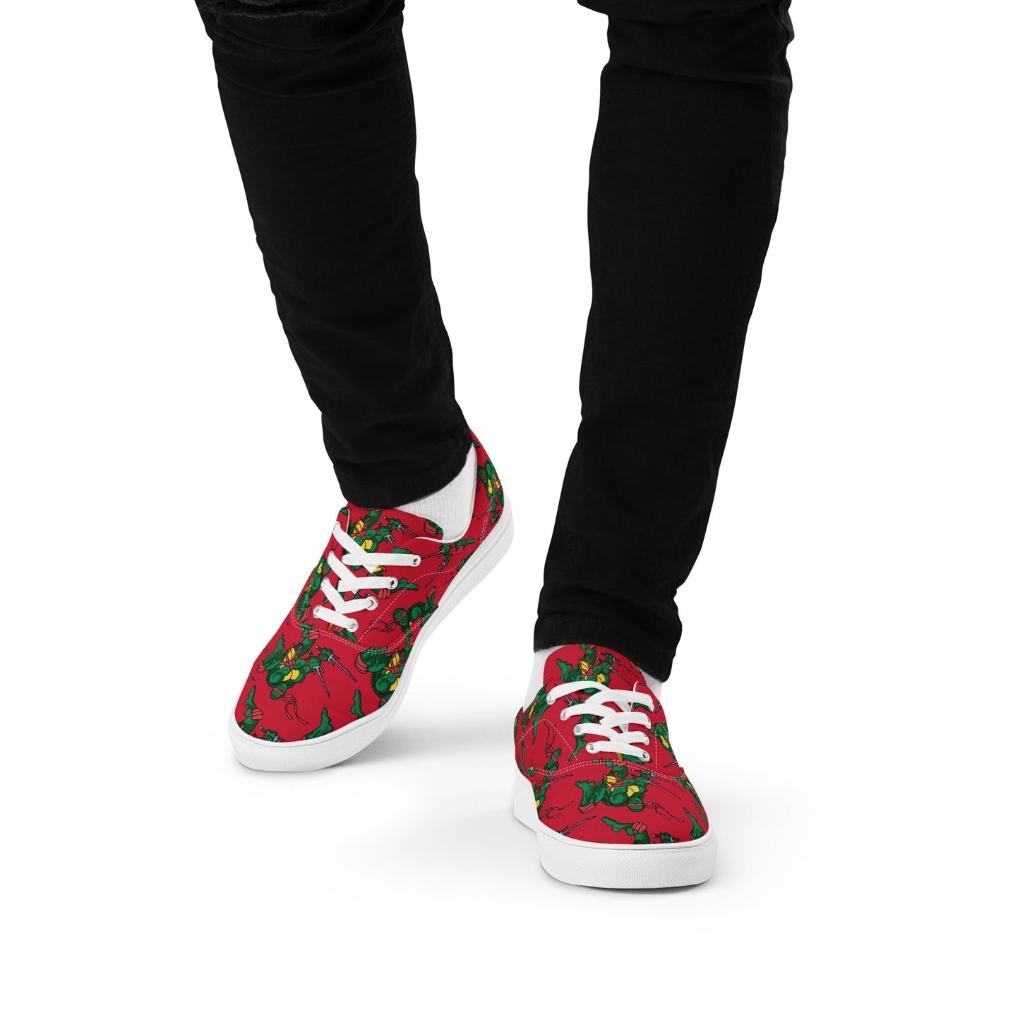 Kylian Mbappe Red Ninja Turtle Raphael Men’s lace-up canvas shoes 13 Shoes Football Kylian Mbappe Ninja Turtles PSG Real Madrid Next Cult Brand