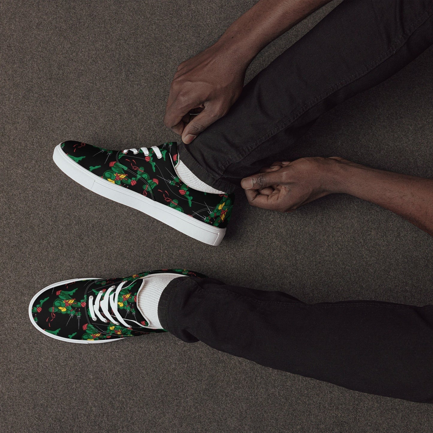 Kylian Mbappe Red Ninja Turtle Raphael Men’s lace-up canvas shoes 13 Shoes Football Kylian Mbappe Ninja Turtles PSG Real Madrid Next Cult Brand