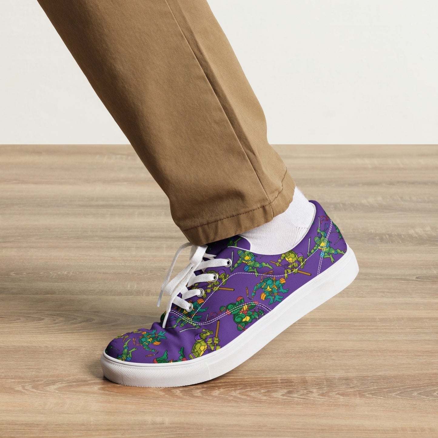 Kylian Mbappe Ninja Turtles funny football/ soccer meme Men’s lace-up canvas shoes purple 13 Shoes Football Kylian Mbappe Ninja Turtles PSG Real Madrid Next Cult Brand