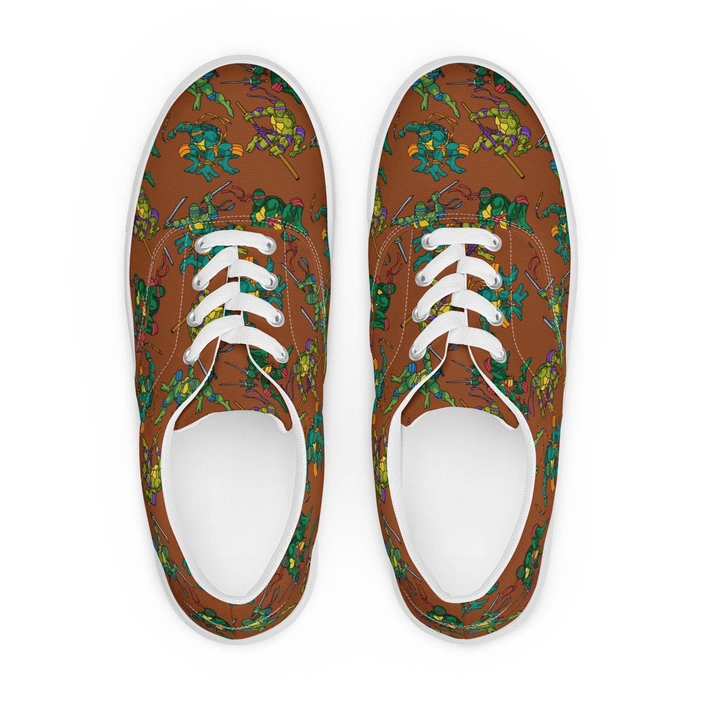 Kylian Mbappe Ninja Turtles funny football/ soccer meme Men’s lace-up canvas shoes brown 13 Shoes Football Kylian Mbappe Ninja Turtles PSG Real Madrid Next Cult Brand
