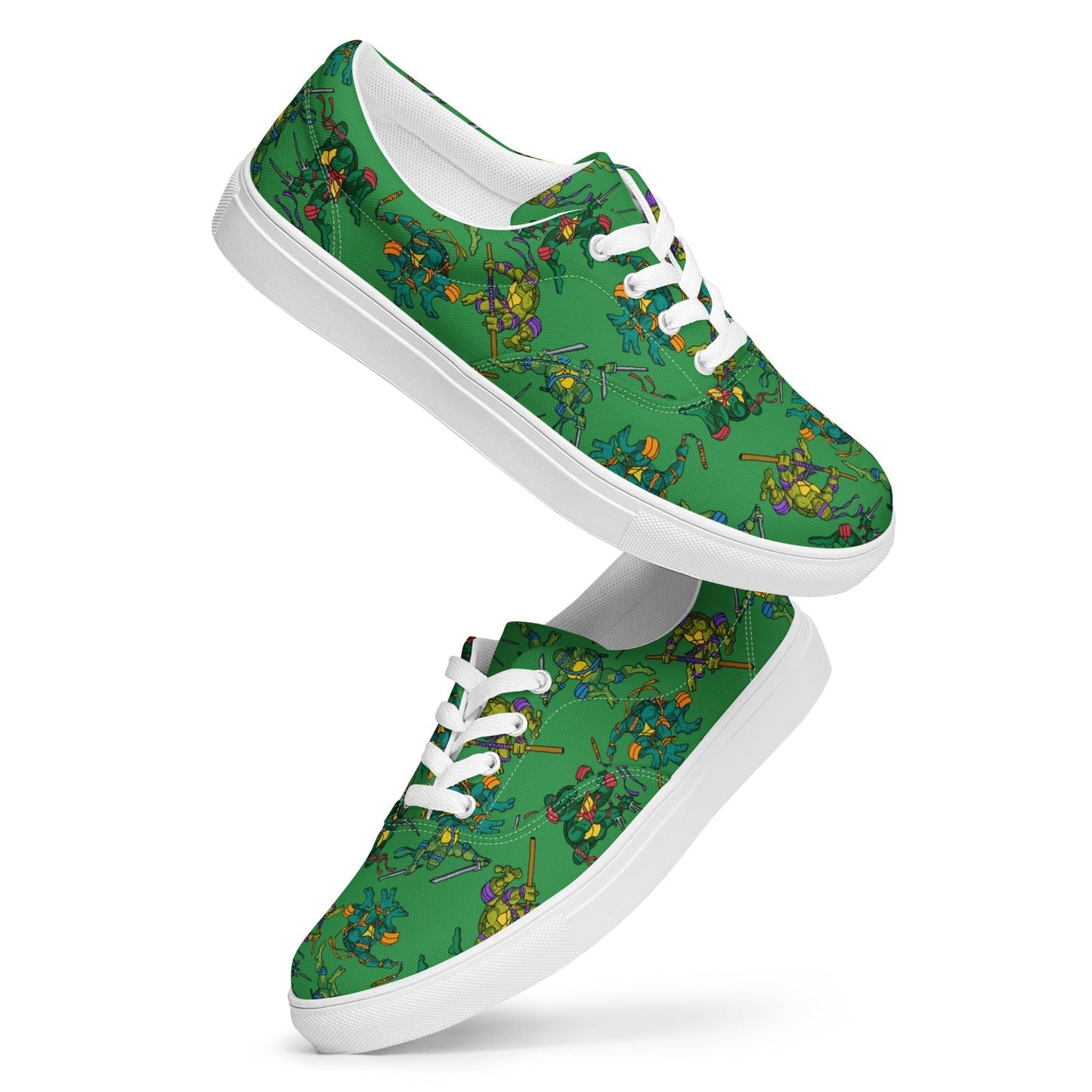 Kylian Mbappe Ninja Turtles funny football/ soccer meme Men’s lace-up canvas shoes brown 13 Shoes Football Kylian Mbappe Ninja Turtles PSG Real Madrid Next Cult Brand