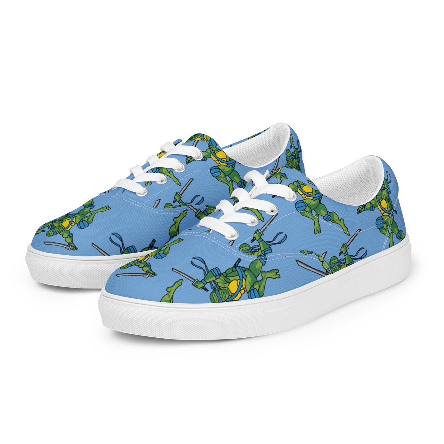 Kylian Mbappe Blue Ninja Turtle Leonardo Men’s lace-up canvas shoes Shoes Football Kylian Mbappe Ninja Turtles PSG Real Madrid Next Cult Brand