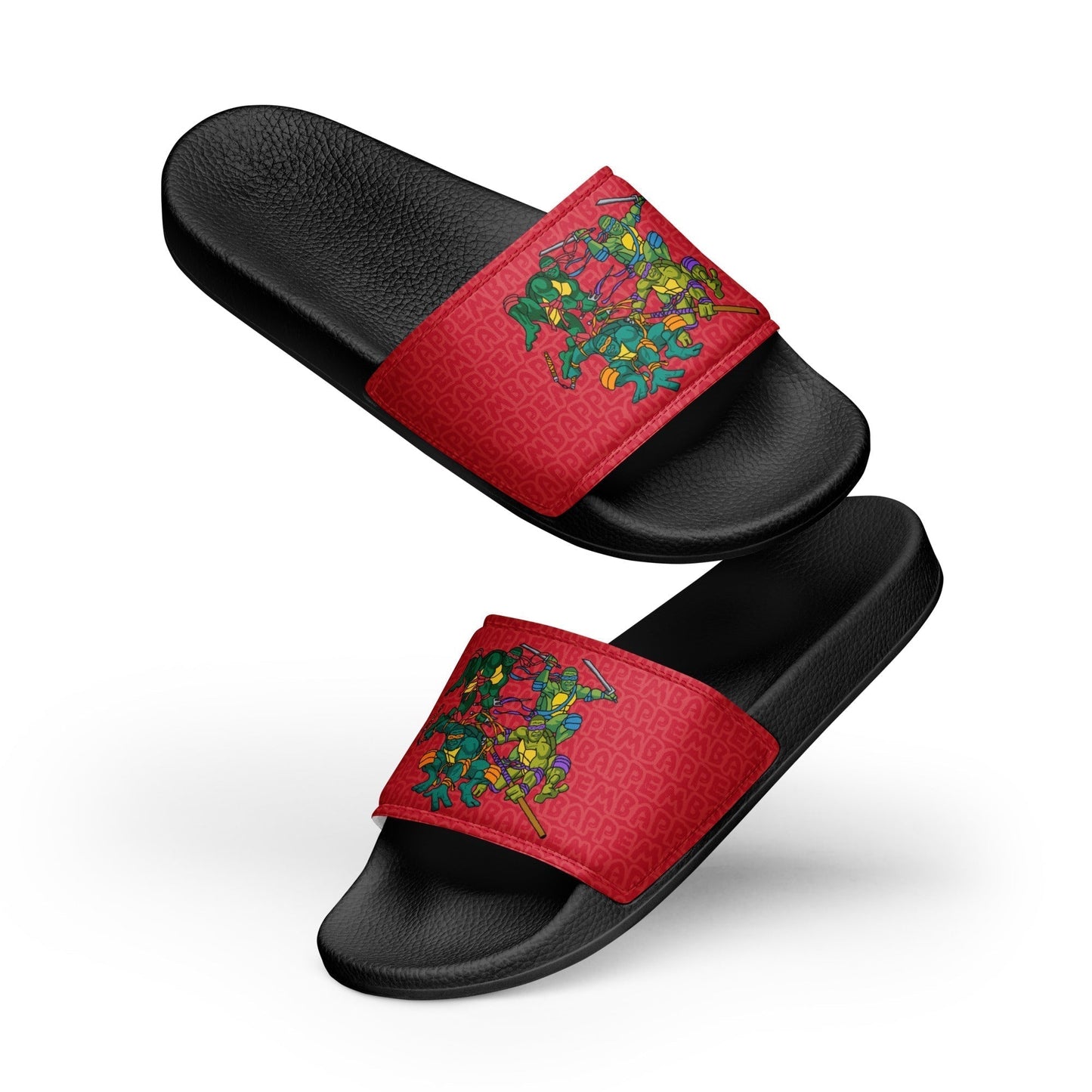 Kylian Mbappe Ninja Turtles funny football/ soccer meme Men’s slides red Black Slides Football Kylian Mbappe Ninja Turtles PSG Real Madrid Next Cult Brand