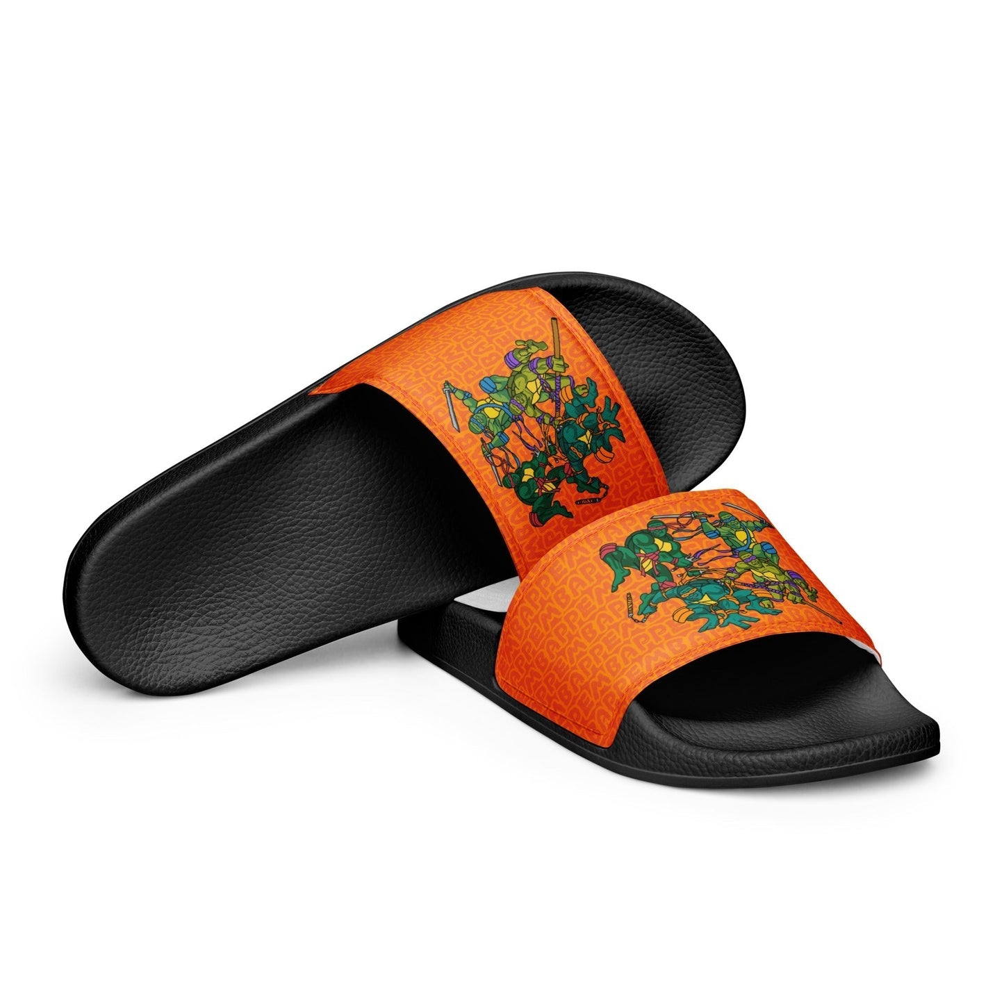 Kylian Mbappe Ninja Turtles funny football/ soccer meme Men’s slides orange Black Slides Football Kylian Mbappe Ninja Turtles PSG Real Madrid Next Cult Brand
