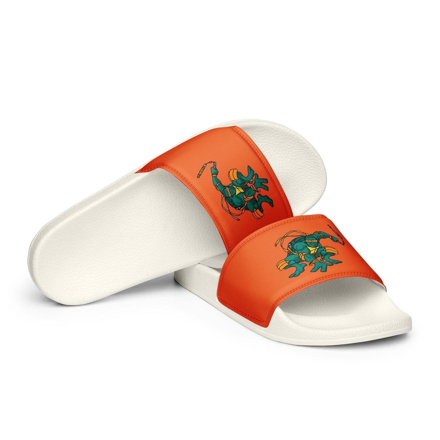 Kylian Mbappe Orange Ninja Turtle Michelangelo Men’s slides White Slides Football Kylian Mbappe Ninja Turtles PSG Real Madrid Next Cult Brand