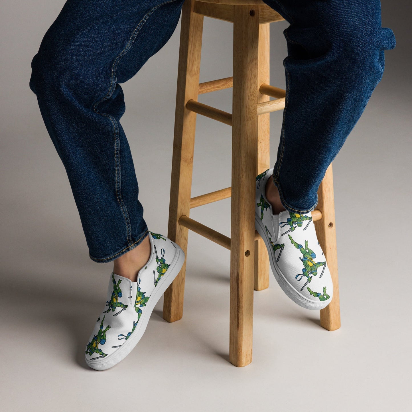 Kylian Mbappe Blue Ninja Turtle Leonardo Men’s slip-on canvas shoes Shoes Football Kylian Mbappe Ninja Turtles PSG Real Madrid Next Cult Brand
